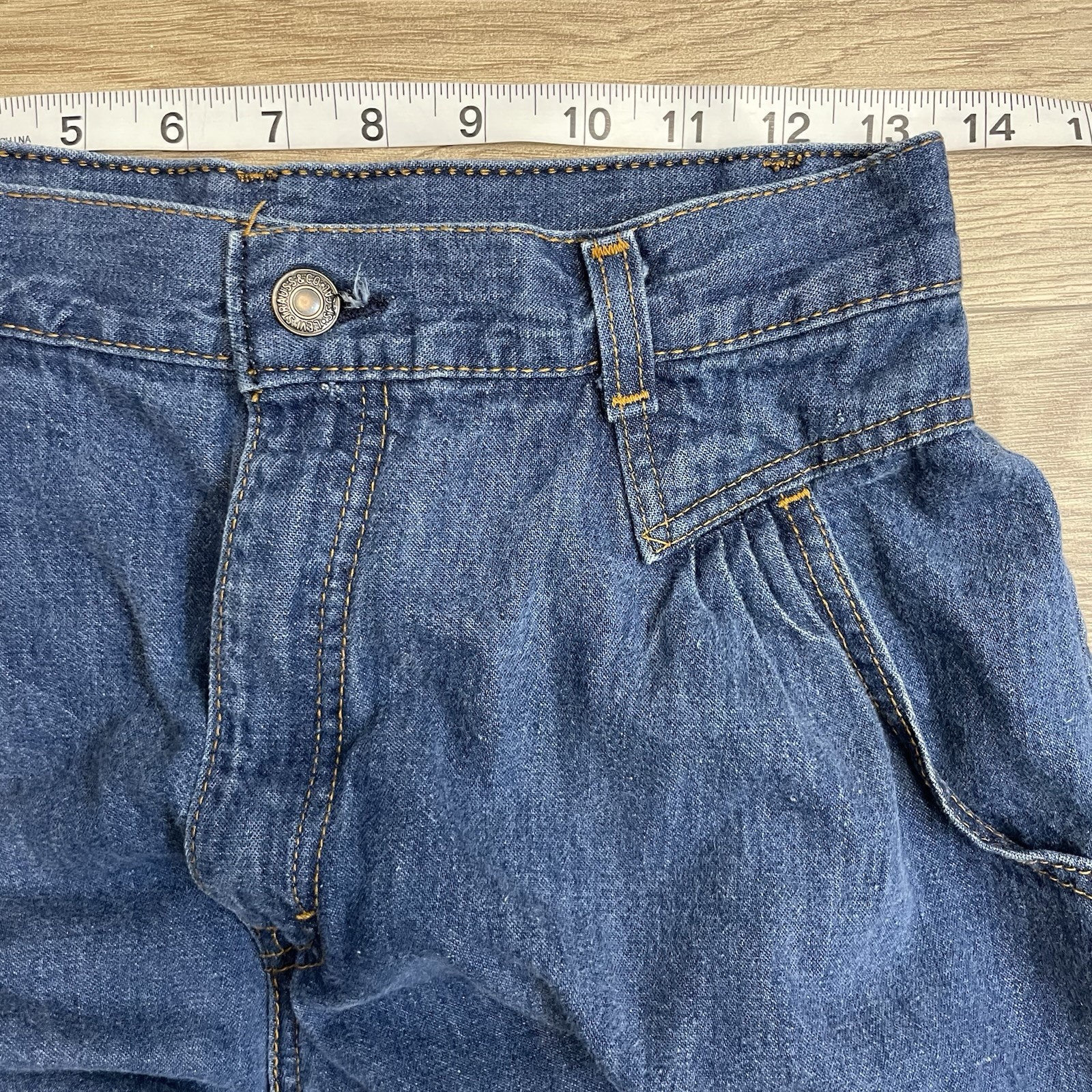 Levi’s Vintage 1970s Blue Denim High Waisted Wide Leg Culottes Jean Shorts sz 12