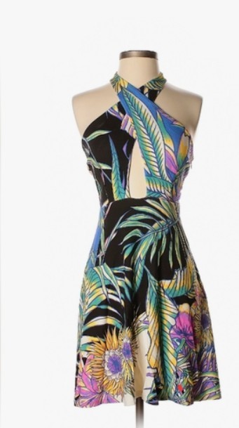 Mara Hoffman Halter Skater Style Dress In Viva Tropical Print Size L