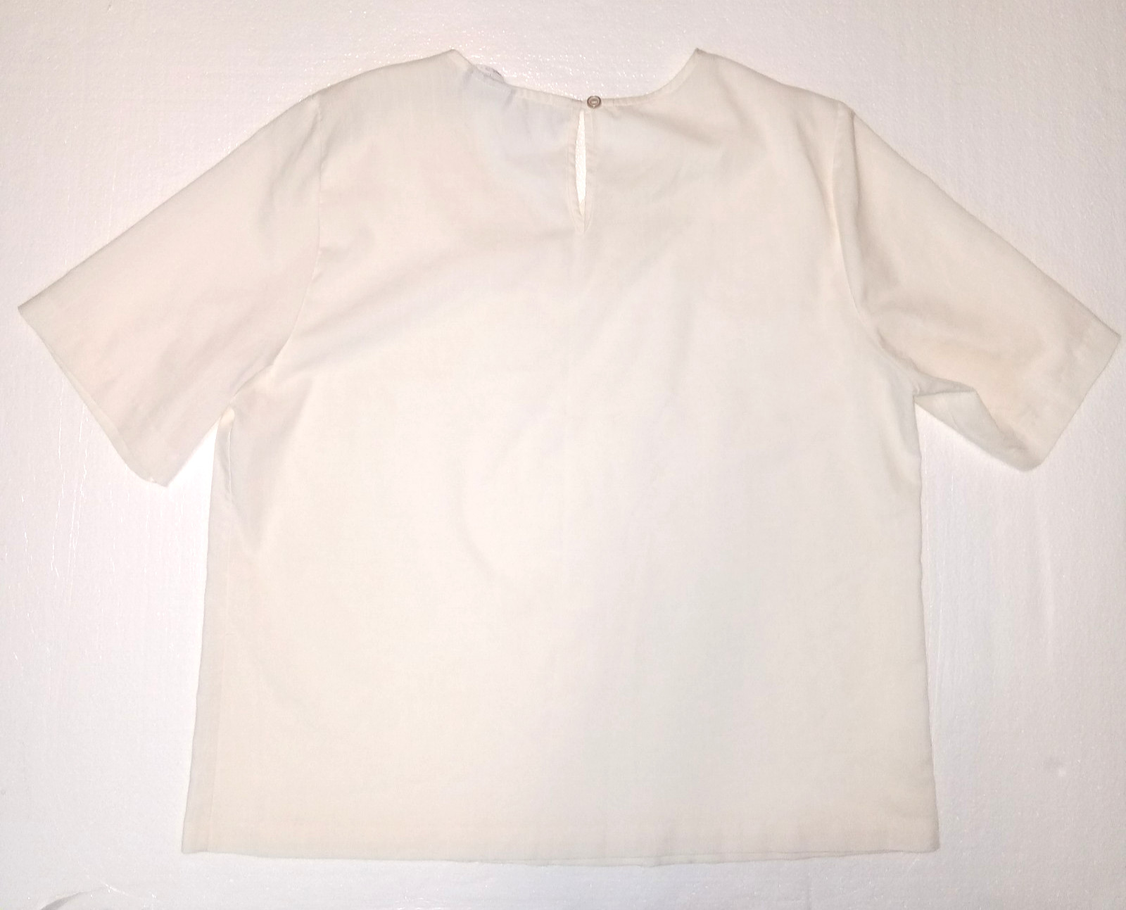 Elizabeth Williams Cream Blouse Size 16 Curved Neckline Classic See Through