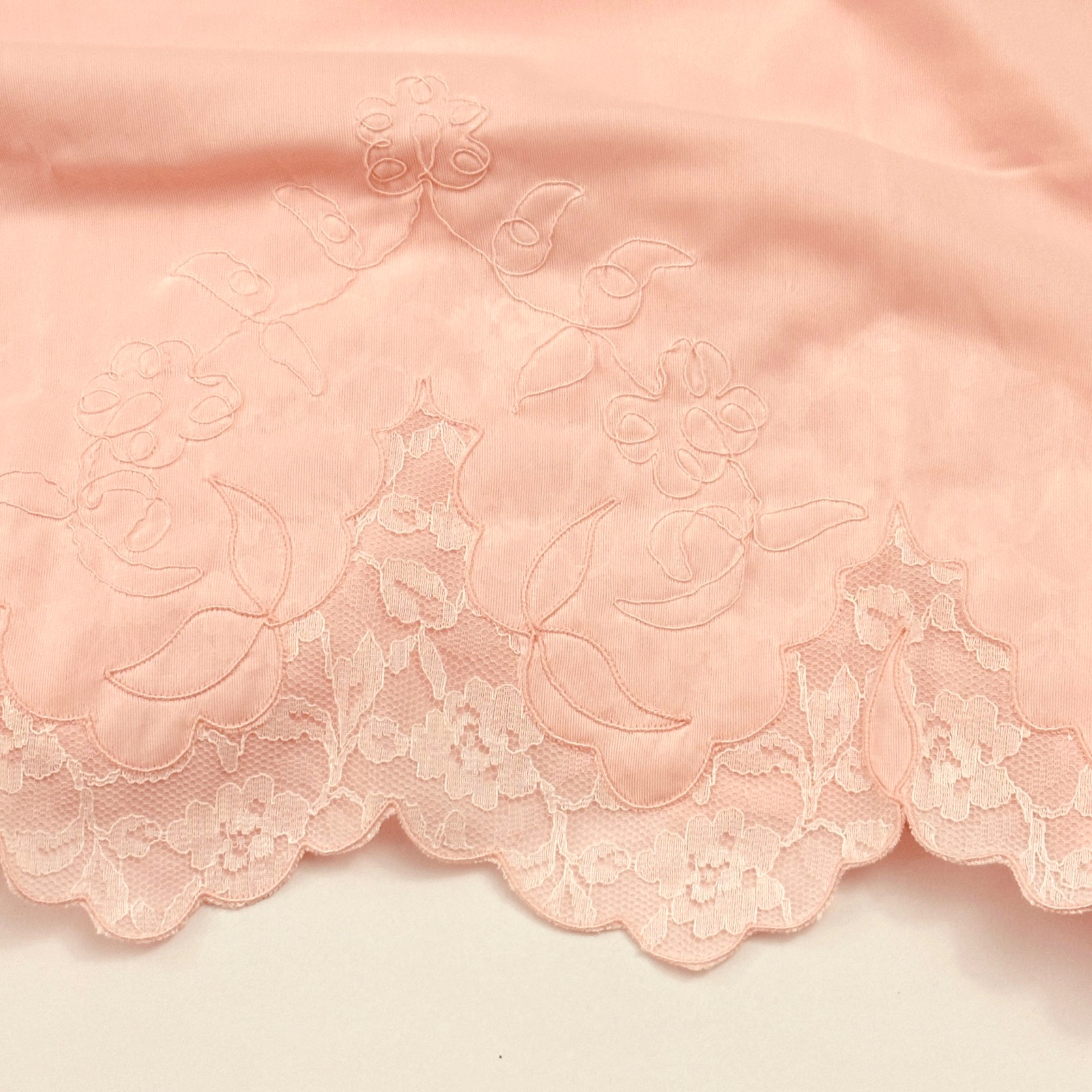 Karen Lisa Pink Nylon Tricot Full Slip Shadow Panel Size 34 to 32″ Bust 1970s
