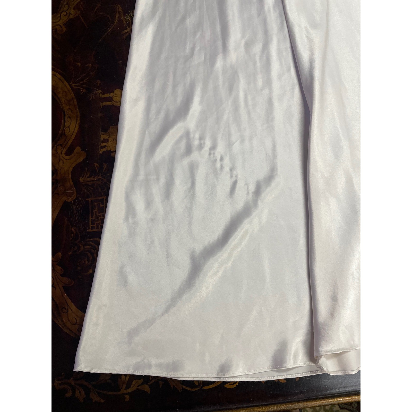 Vintage Valentino Intimo Ivory Black Lace Satin Slip Dress Nightgown 90s Petite