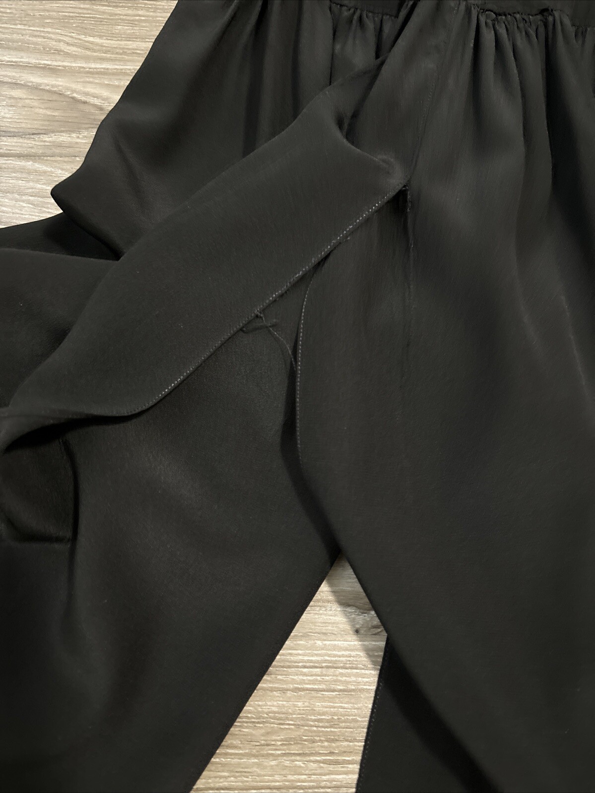 VINTAGE MAGGIE LONDON BLACK SILK DRAPED DRESS WITH SLITS