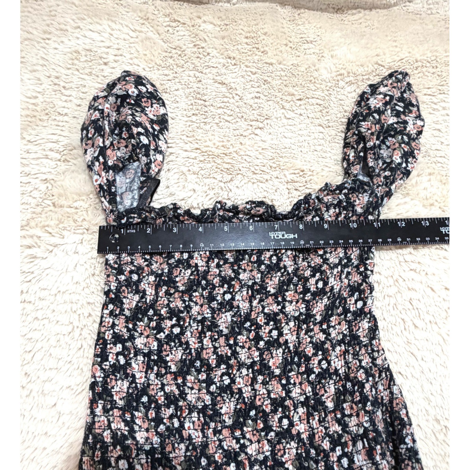 Cottage Coquette Fairy Boho Abercrombie & Fitch Puff Sleeve Dress Black XST