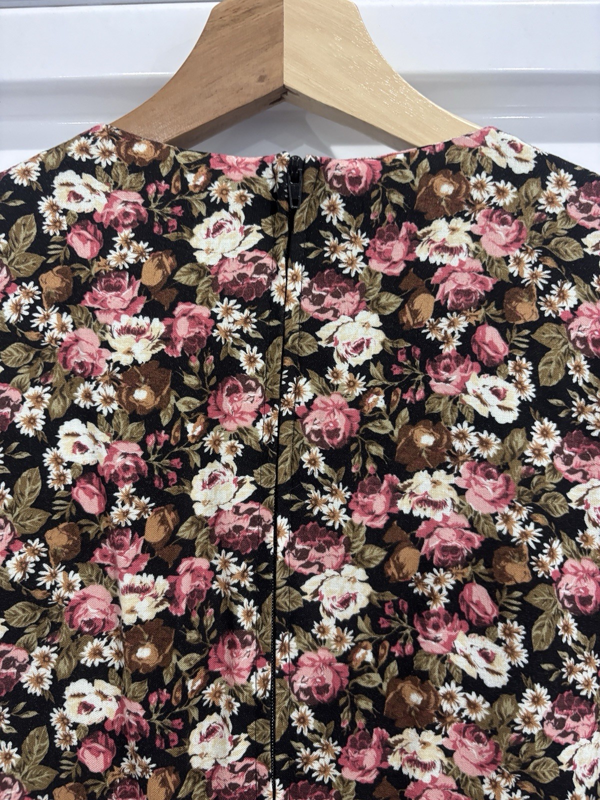 VTG 90s Amanda Nicole Floral Prairie Dress Lace Collar Size M Cottage Core Midi