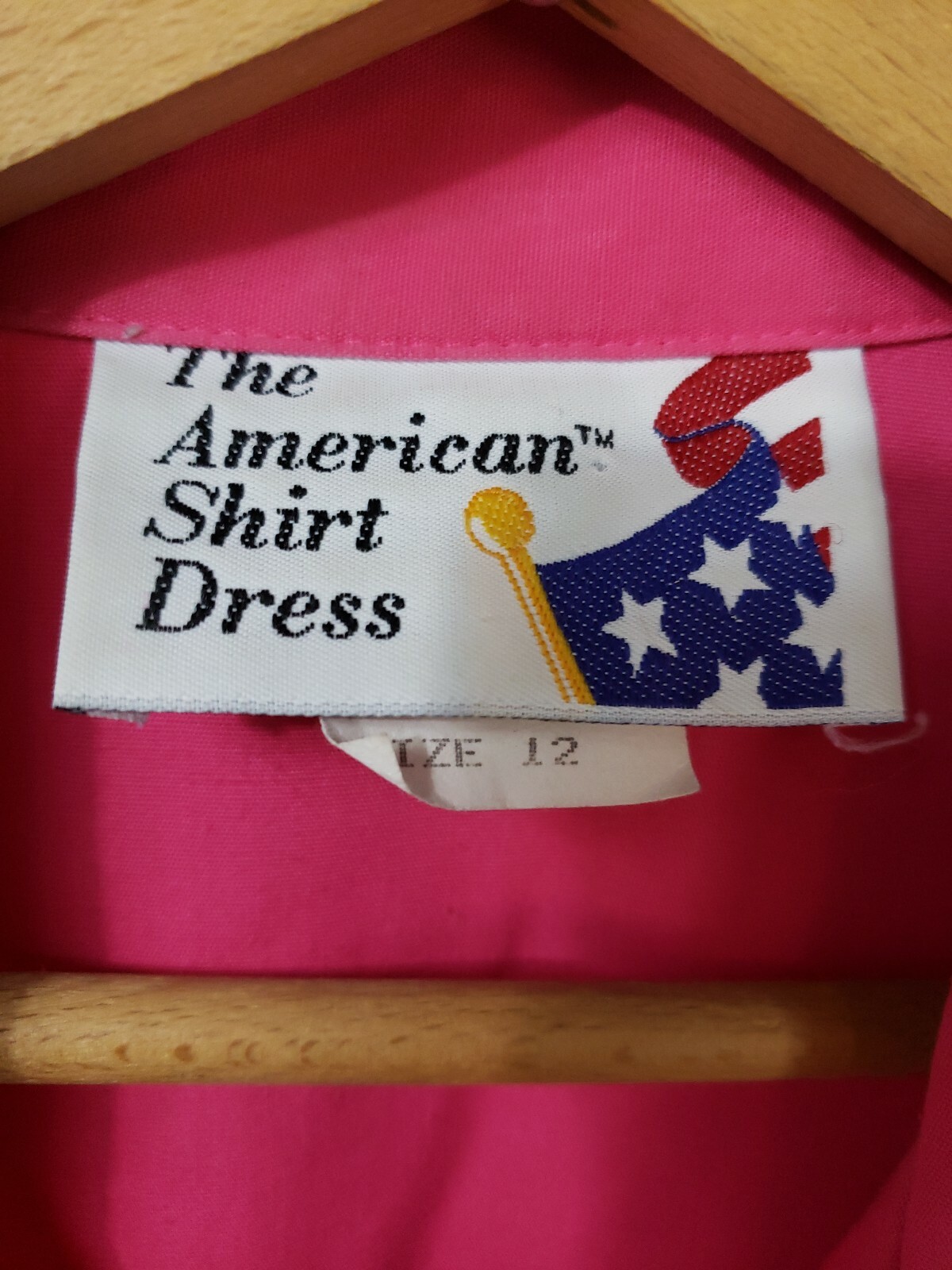 Vintage 80s The American Shirt Dress Sz 12 Pink LS Long Dress