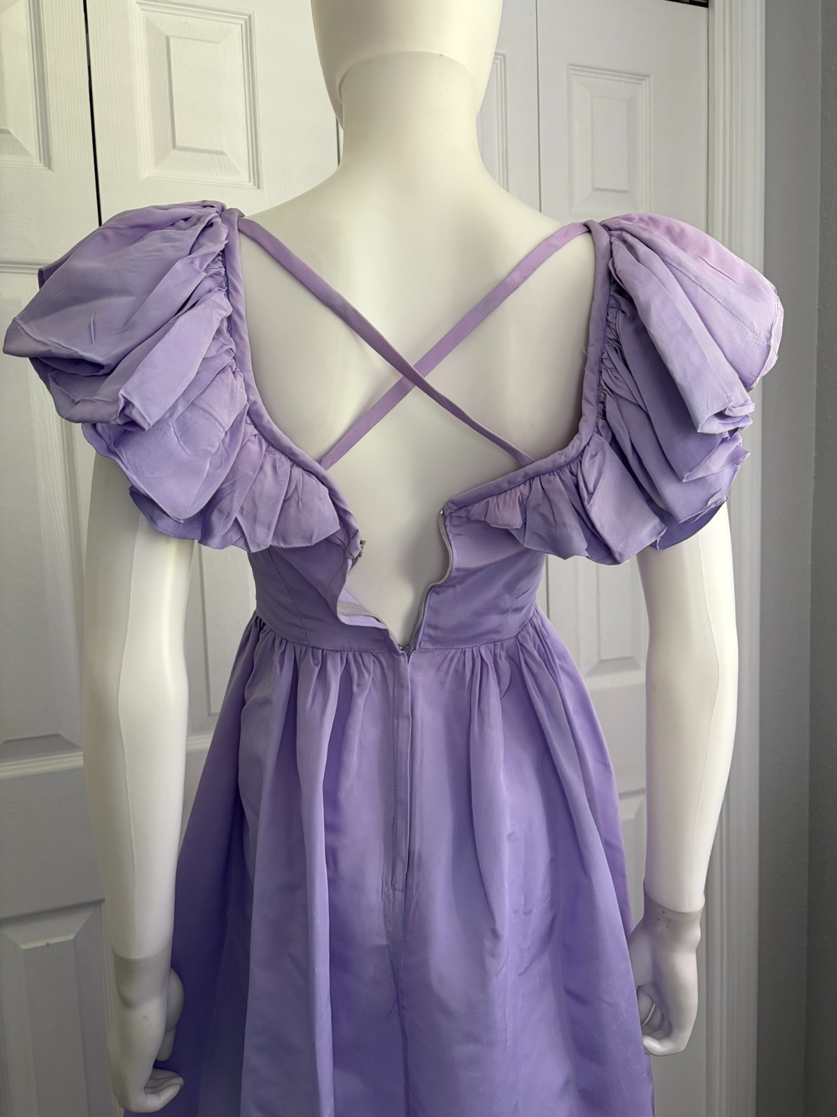 vintage 70s or 80s light purple lilac bodice dress