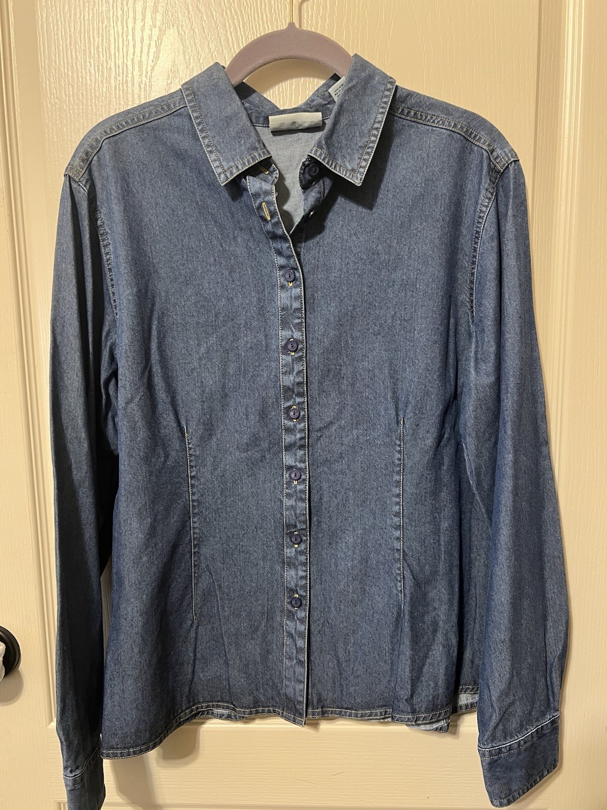 Vintage Marsh Landing by Amanda Smith Denim Button Down Shirt Long Sleeve Sz L