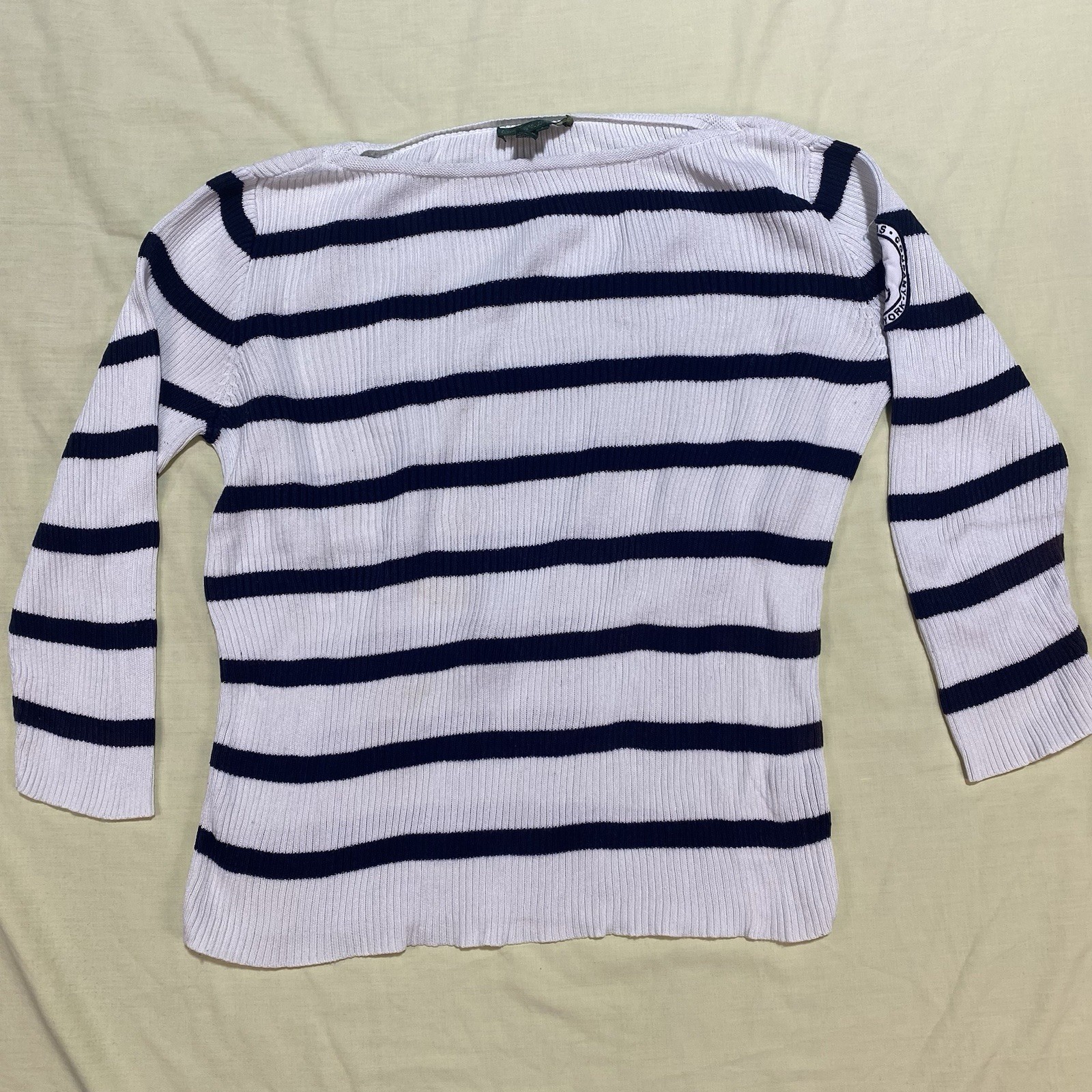 VTG Lauren Ralph Lauren W Large Pullover Knit Mercerized Cotton Sweater Logo