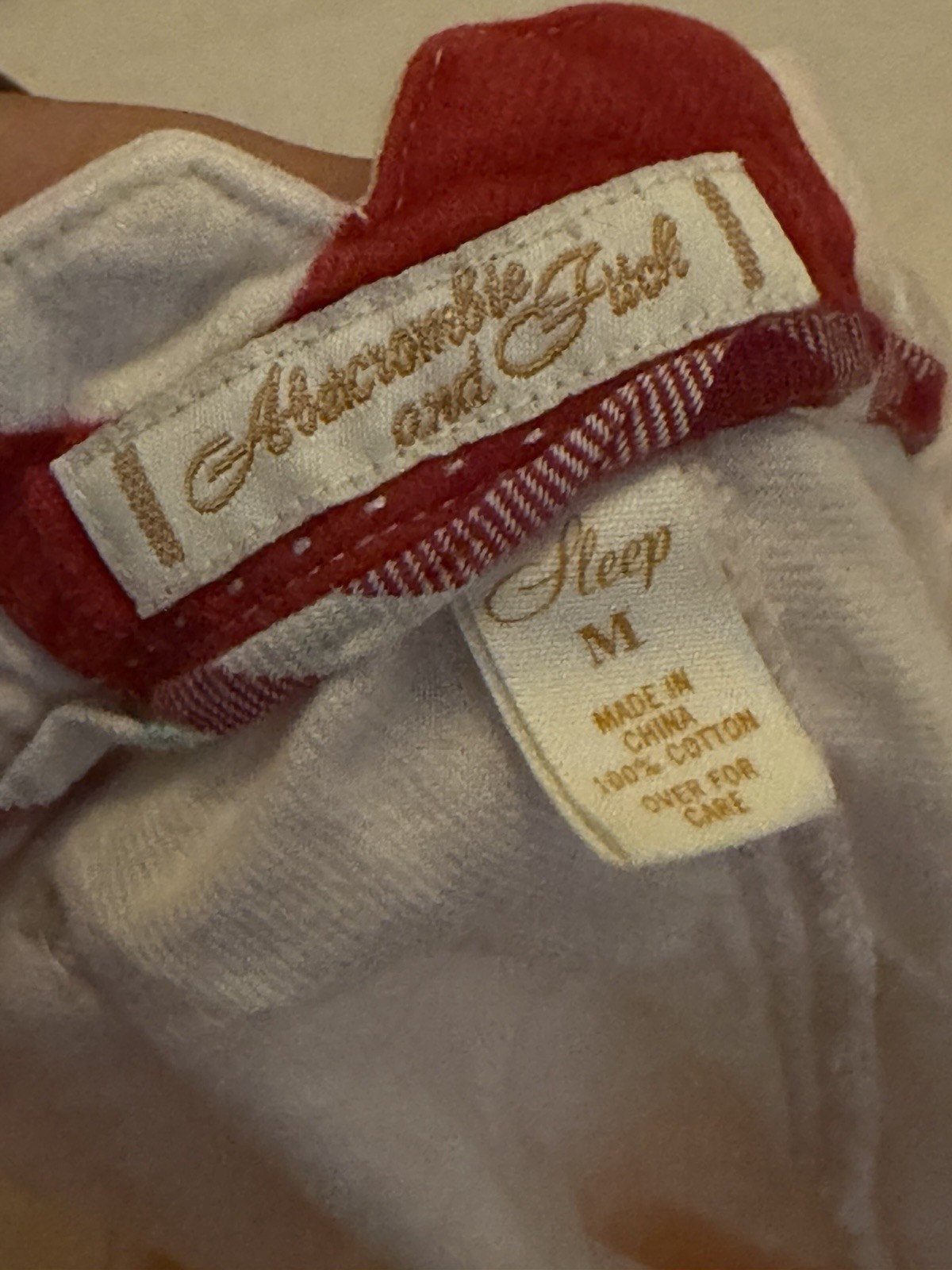 Abercrombie & Fitch 100% Cotton Women M White Baby Pink Pajama Christmas Pants