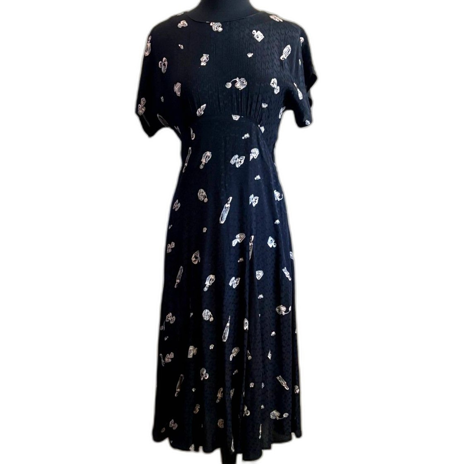 90s Midi Perfume Bottle Slinky Midi Dress Empire Waist US 4 Medium