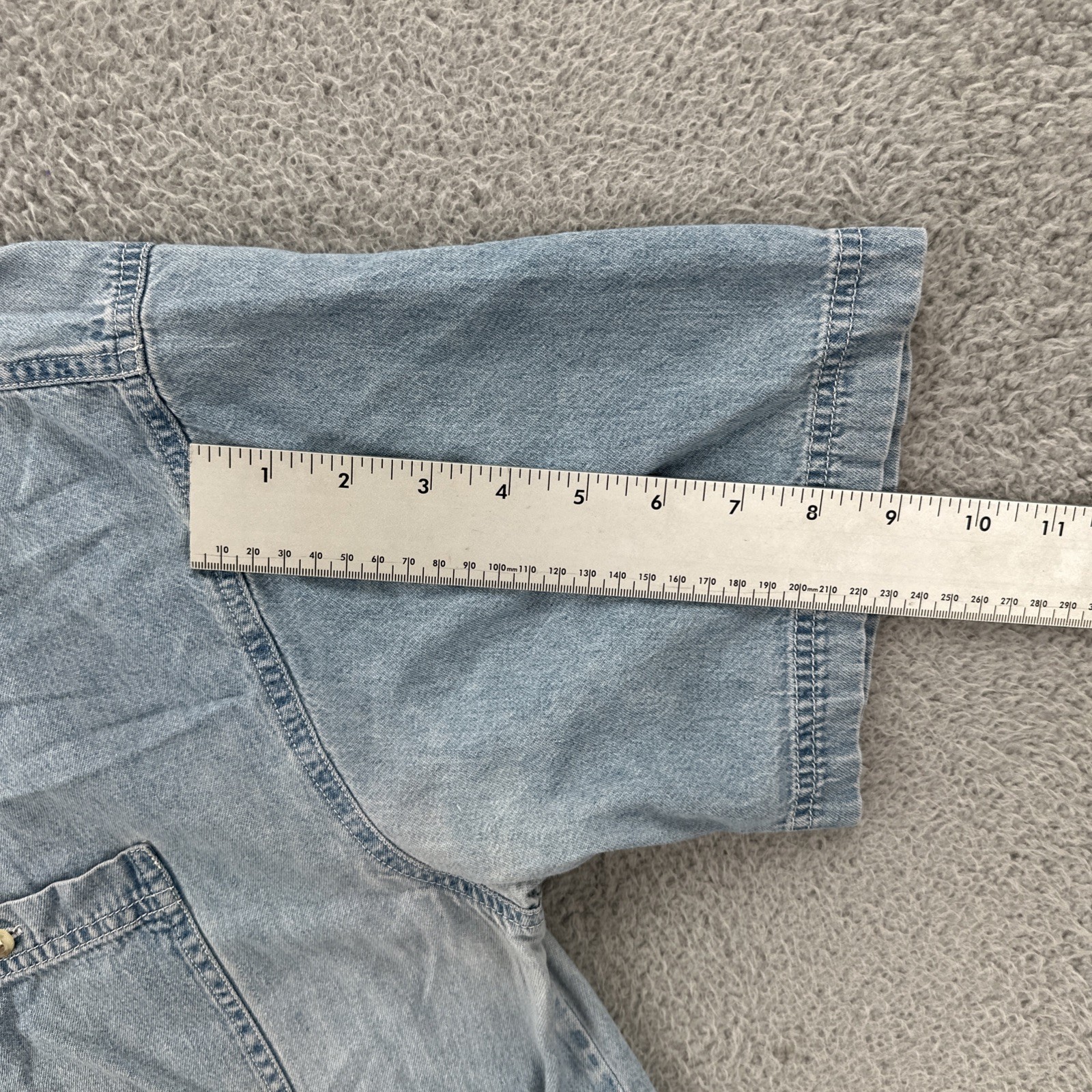 Vtg Details Sportswear Inc Womens Size 20 Faded Blue Denim Button Up Shirt 90s