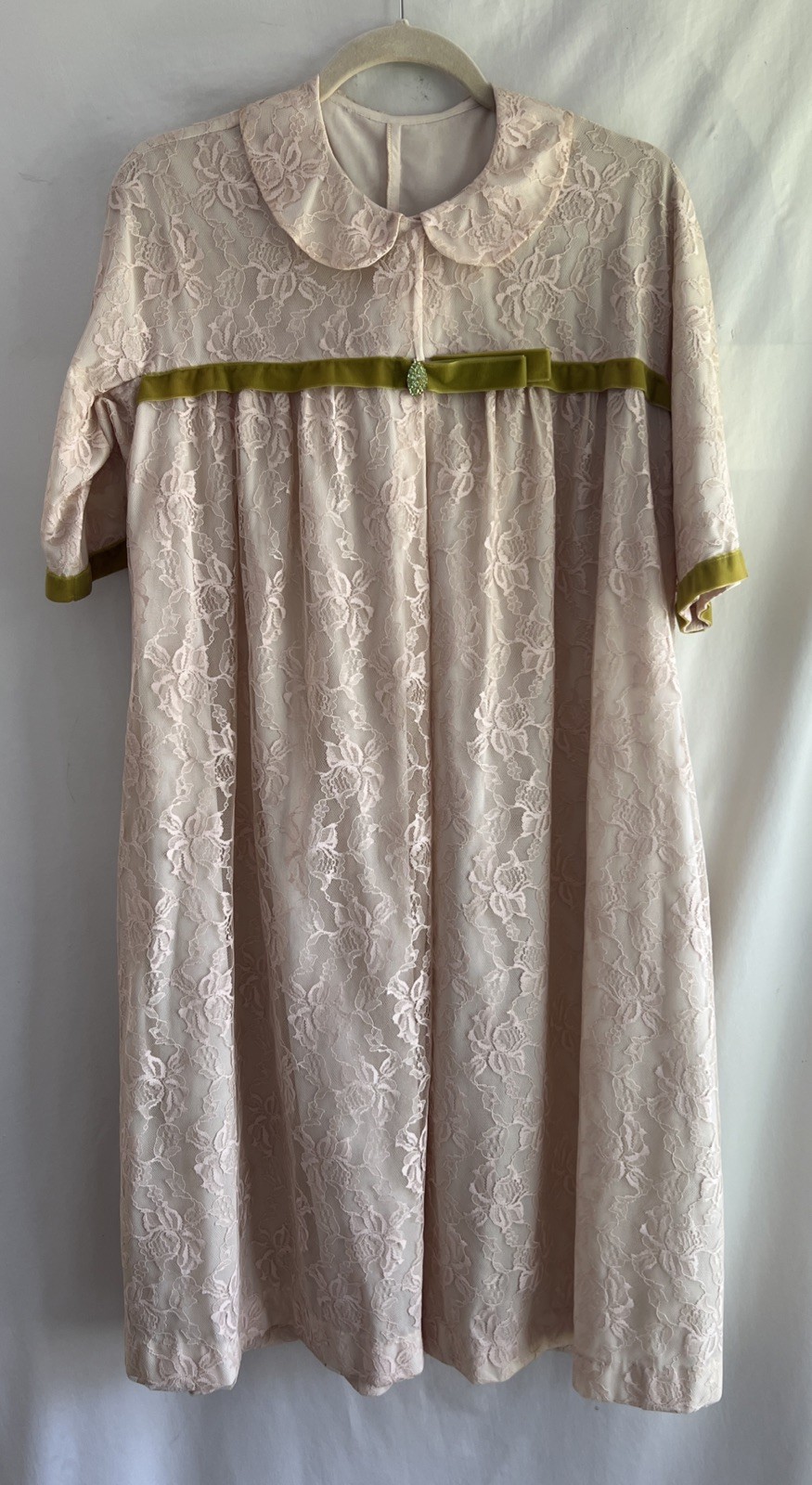 1960s Vintage Stella Fagin House Coat Bed Jacket Lace Peter Pan Collar Size Sm