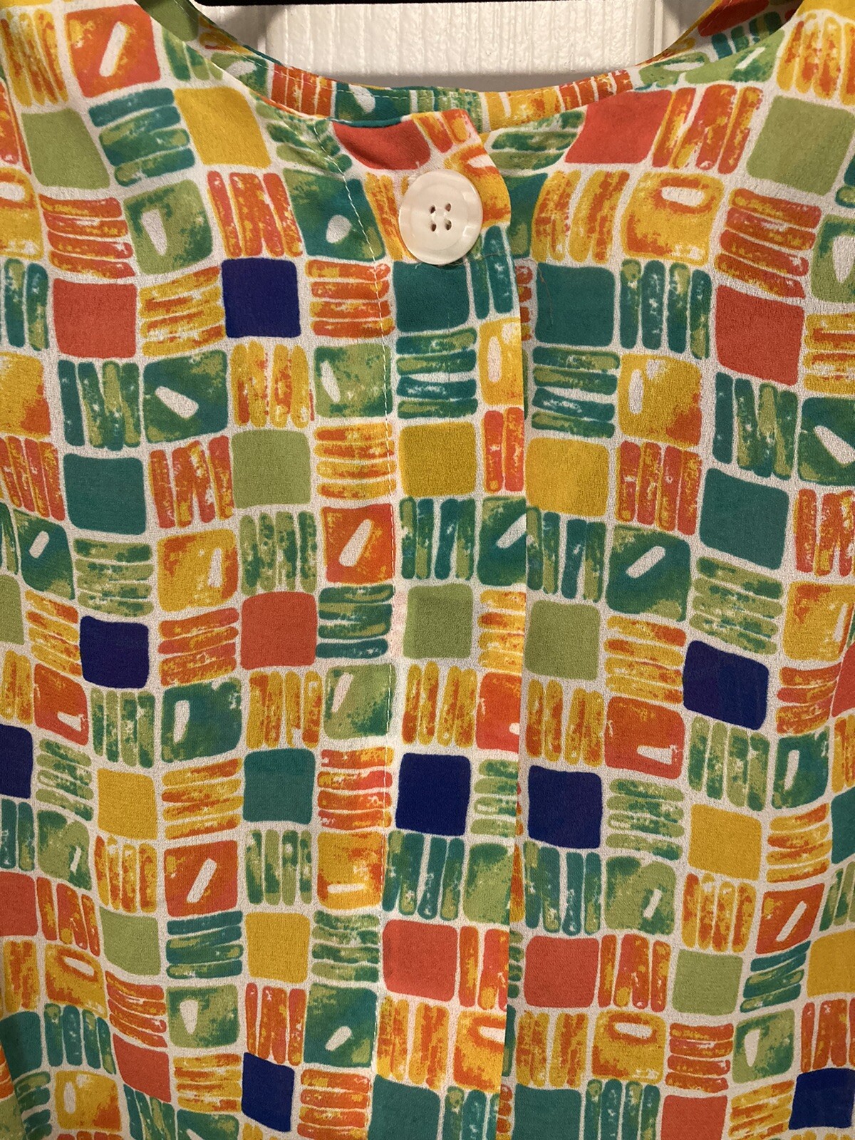 Vintage CHAUS Woman 2 pc Colorful Block Paisley Print Blouse & Skirt Size 16W
