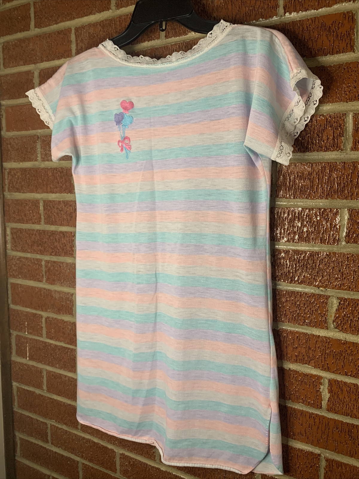 Vintage Dreamwear Lingerie Nightgown Pastel Hearts USA Small