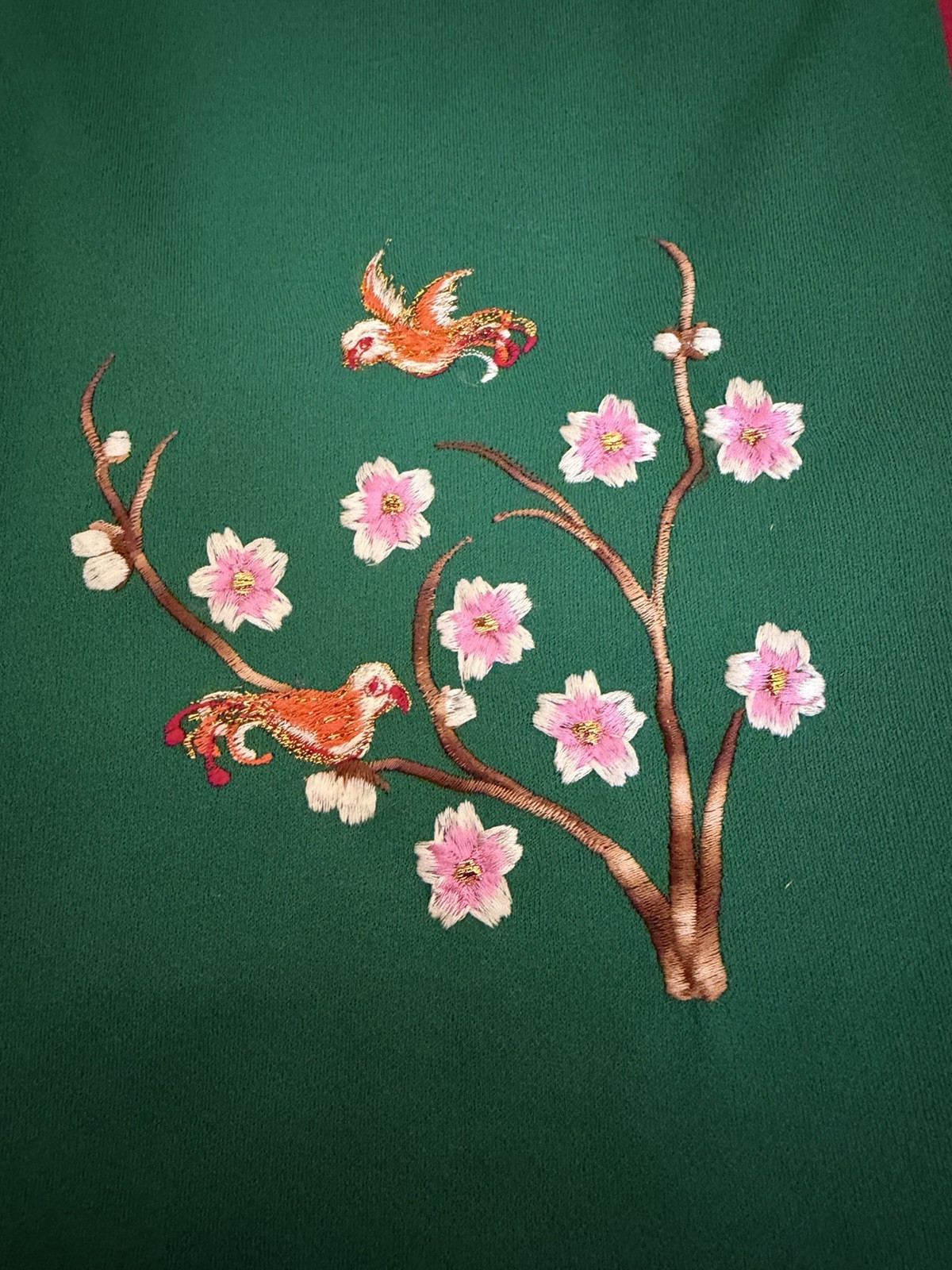2 Vintage Handmade Embroidered Maxi Skirts Asian Bird & Cherry Blossom 24 Inches
