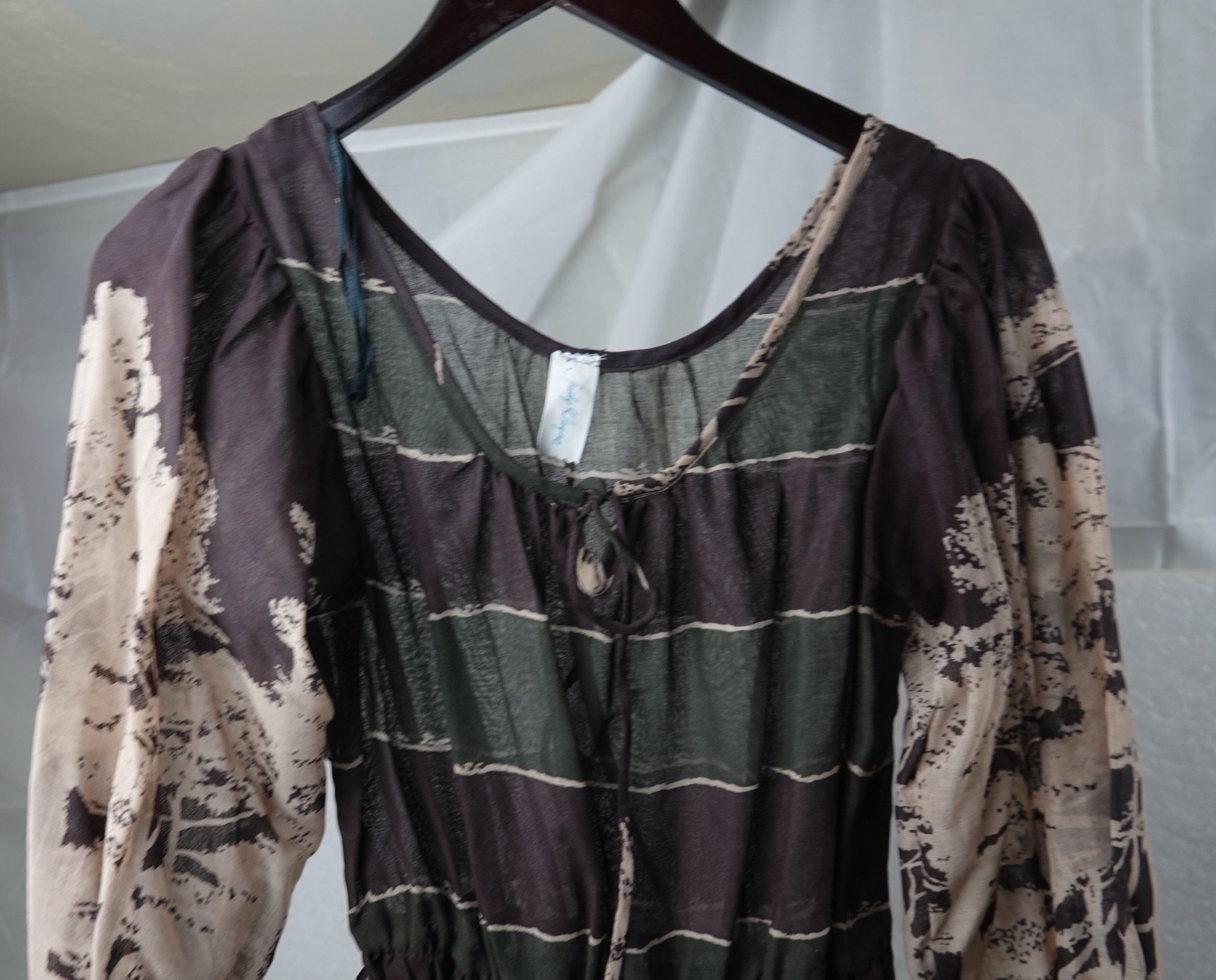 VINTAGE WOMANS CLOTHING JUDY WAYNE NATURAL EARTH DRESS LONG SLEEVED SIZE 9 -10