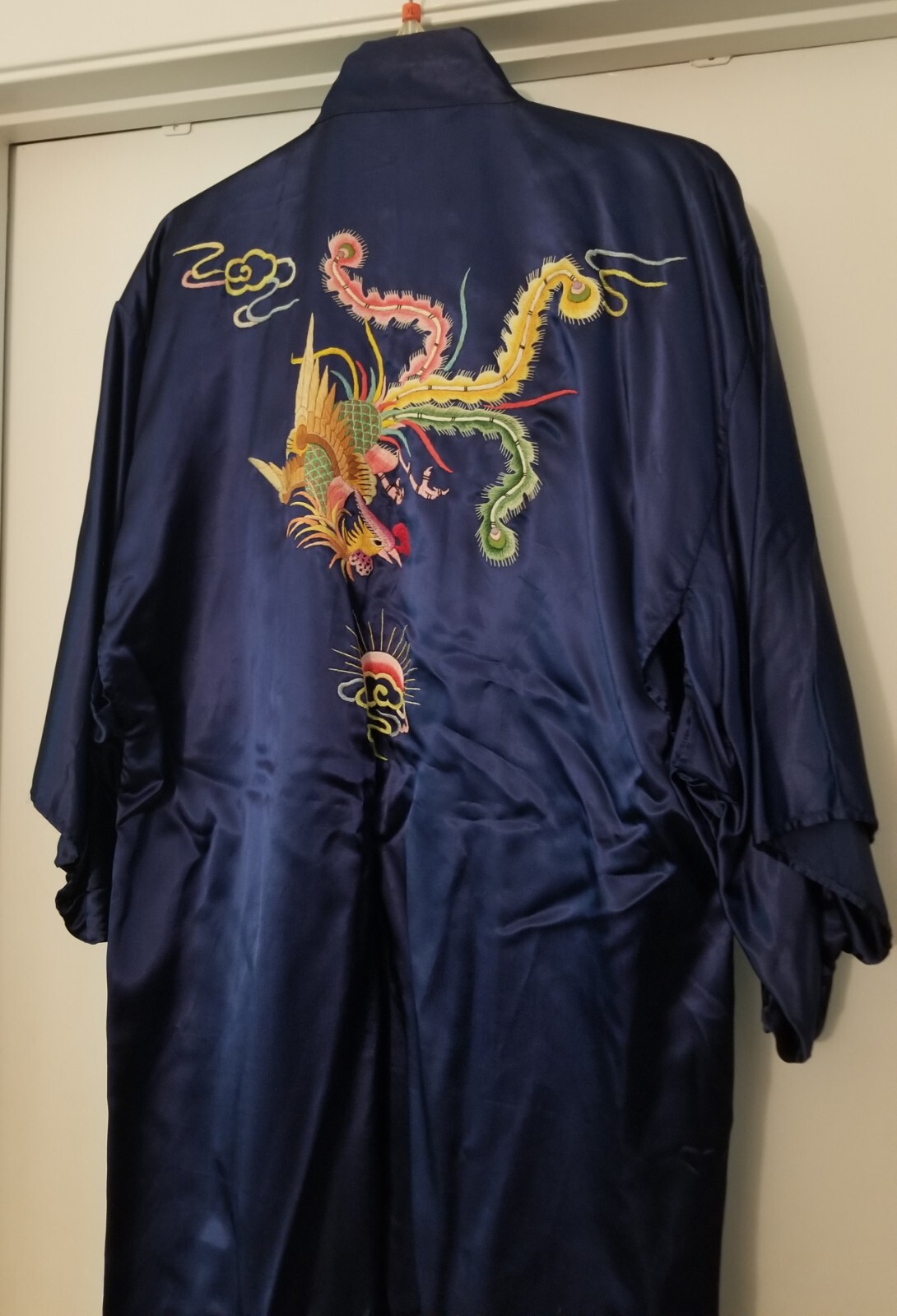 Vintage Satin Robe Longevity Hangzhou China w/ Embroidered Phoenix