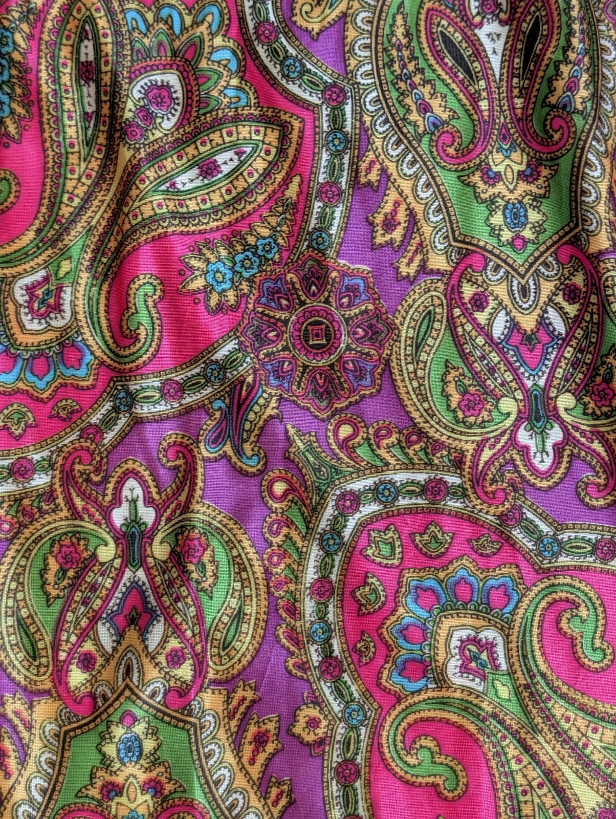 Vintage Vibrant Neon Paisley Jumpsuit Palazo Legs Sequins Psychedelic 1960s Smal