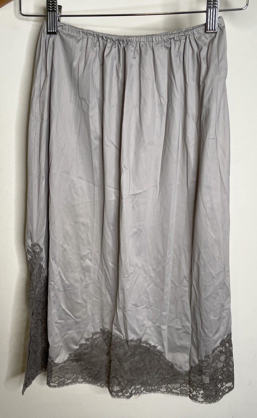 Vintage 40s 50s Van Raalte Gray Purple Half Slip M Lace Floral Satin Suavette
