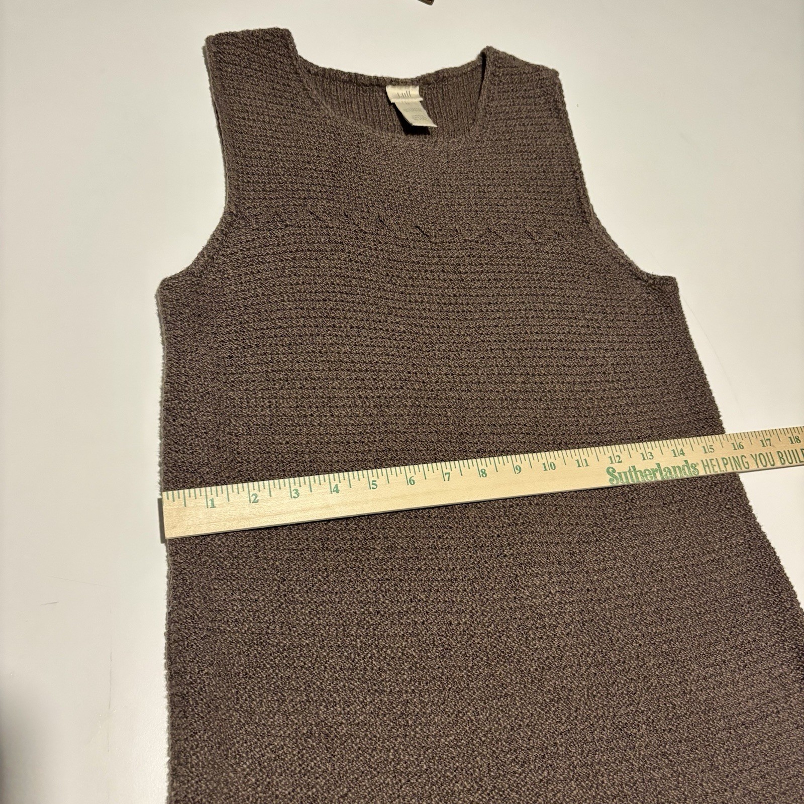 Vtg Rare Knit Dress 90s J Jill Crochet M Brown Sleeveless Shift Ribbed Cotton