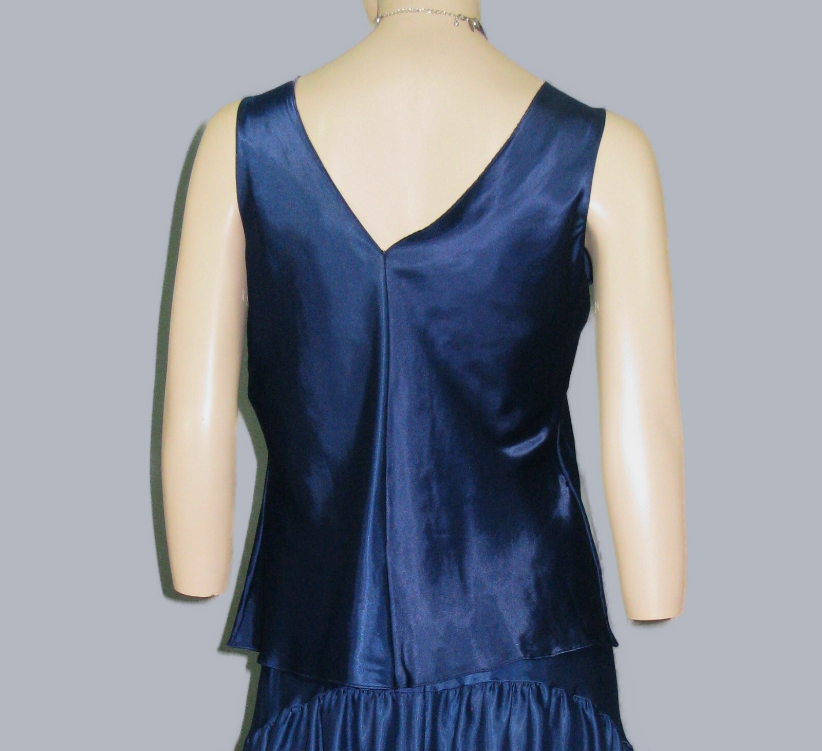 EmbellyShmentz~Vintage Shiny Plush Satin 2 Pc Slip Set Half Slip Med Cami Sz 38