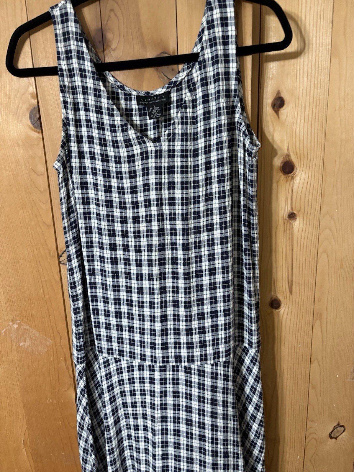 VTG 90s y2K Limited London Paris NY Blue Plaid GINGHAM DROP WAIST MAXI Dress S