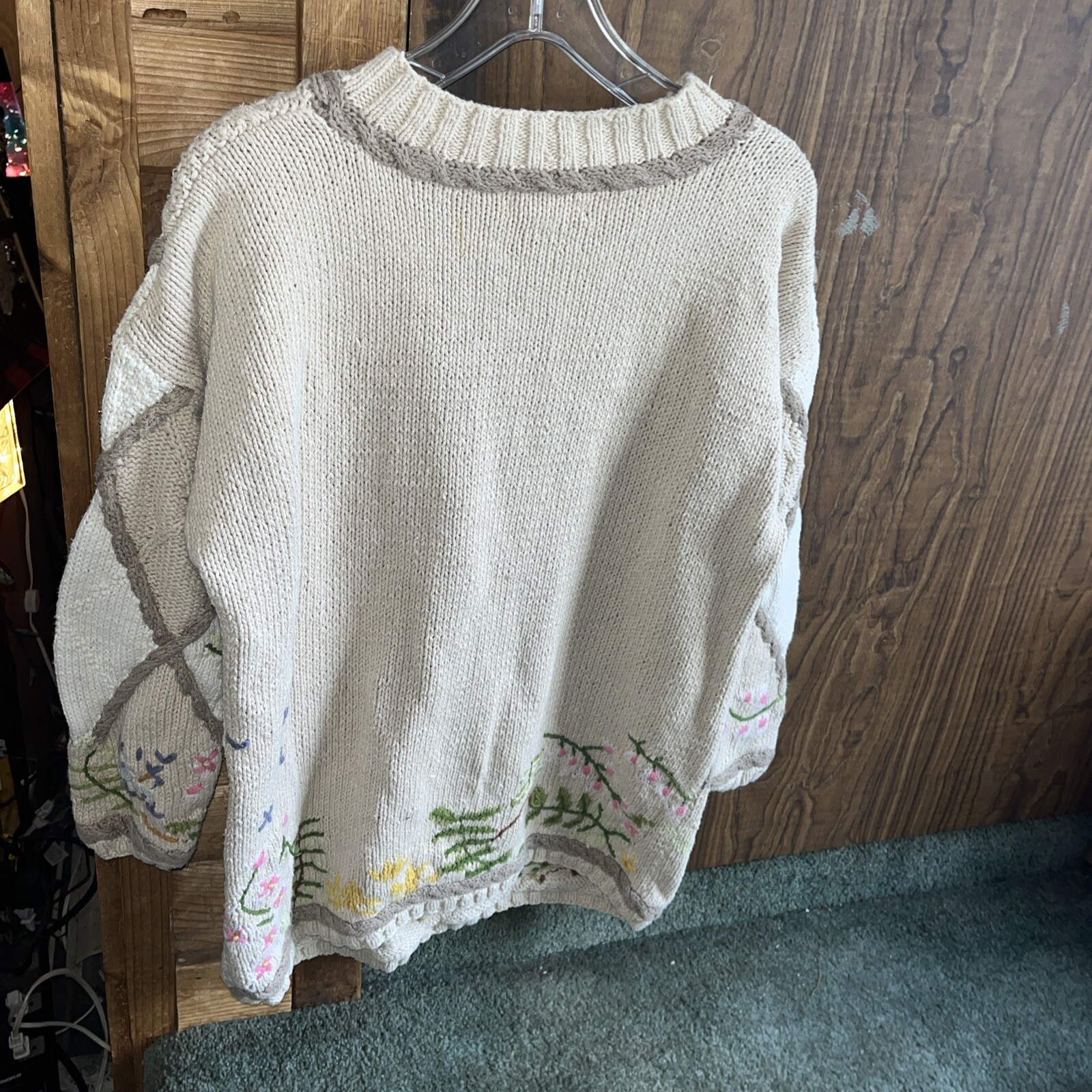 Vintage Jennifer Reed Hand Knitted Flower Vintage Sweater Multicolor Size L