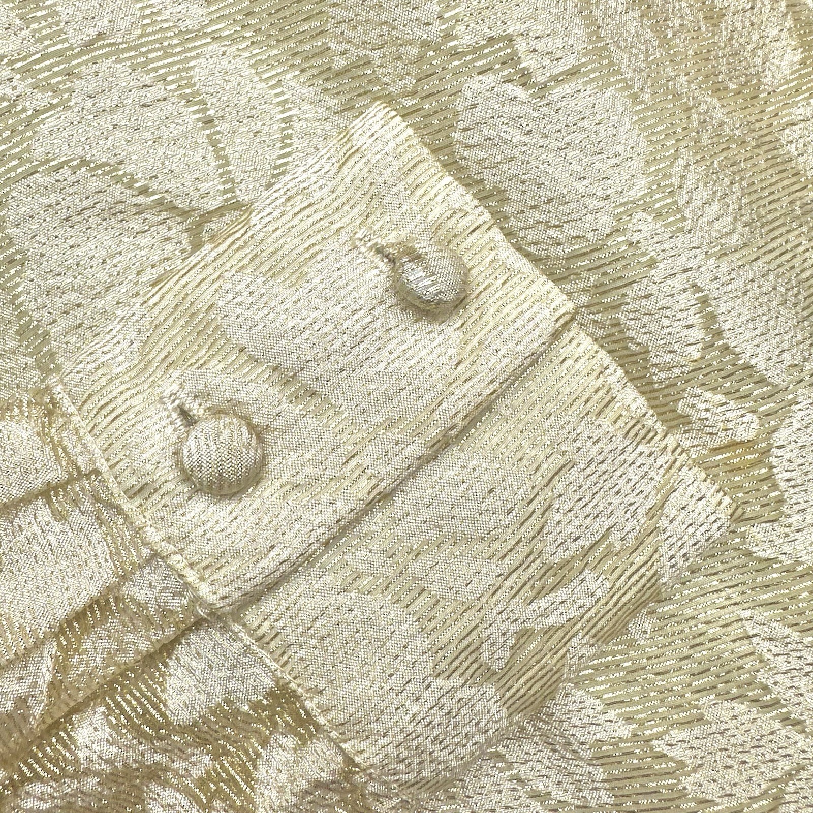 Vintage Malbe Original Lace Blouse Cream Gold Metallic Accent Sz 11 12 RN 10609