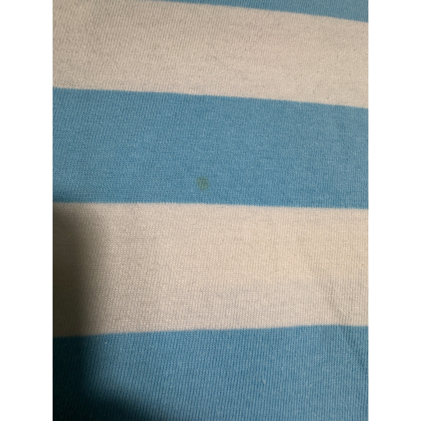 Vintage Quacker Factory Daisy Embroidered Sky Blue Striped Tee Small Cottagecore