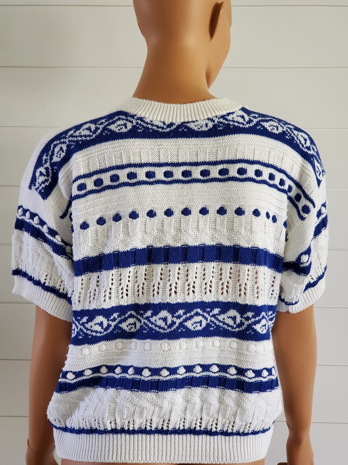 Vintage 90s Knit Sweater, Medium Granny Chic Scandinavian Vibes Short Sleeve