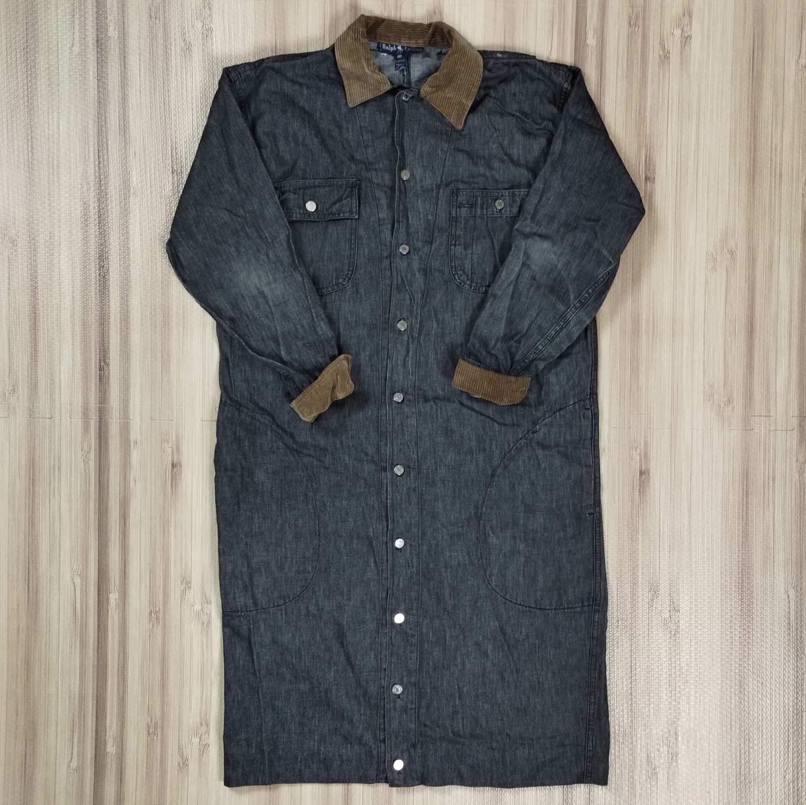 Polo Ralph Lauren Denim Dress Size 10 Maxi Trench Style Ships To Japan Rare 80’s