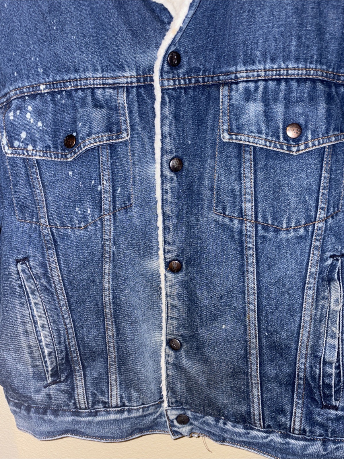 Vintage 1970s Silver Spur Western Wear Faux Sherpa Lined Denim Jacket – XL