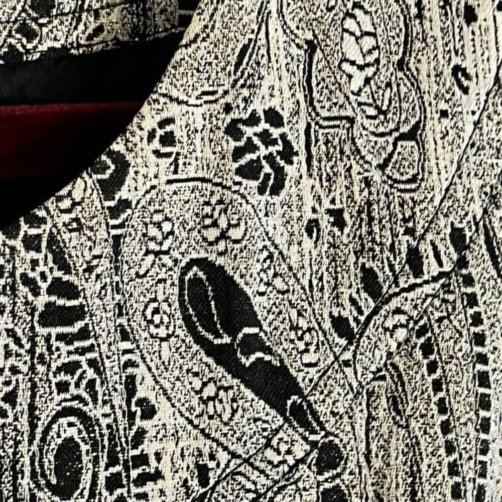 Retro Metallic Floral Blazer Black 30 Paisley Chic Shiny NYE Festive Holiday 90s
