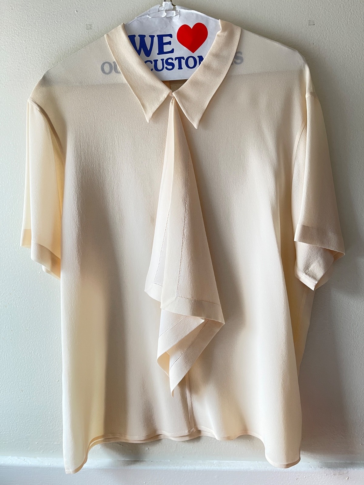 Max Mara 100% Silk Crepe Blouse w Draped Panel 1980s NWOT Sz 4 Fits M – Italy
