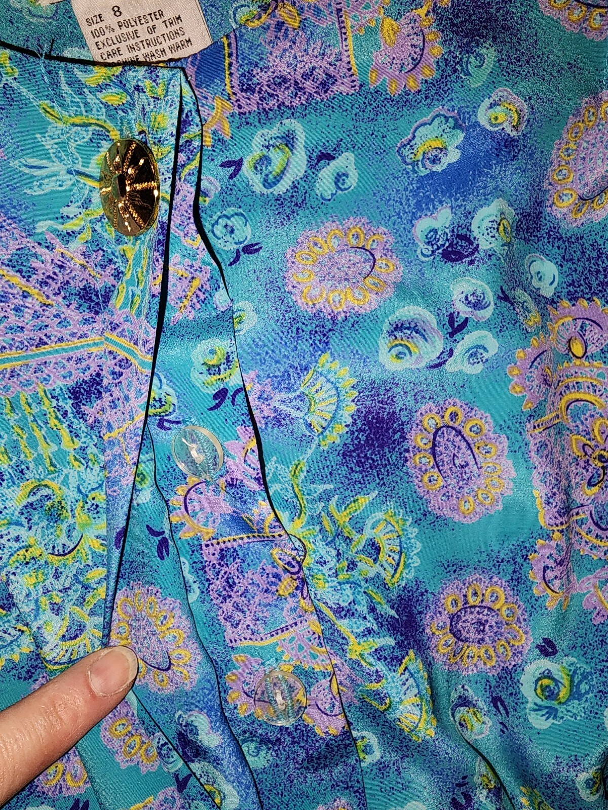 VTG Lady Carol Petites Of New York Pleated Floral Office Dress With Belt Size 8