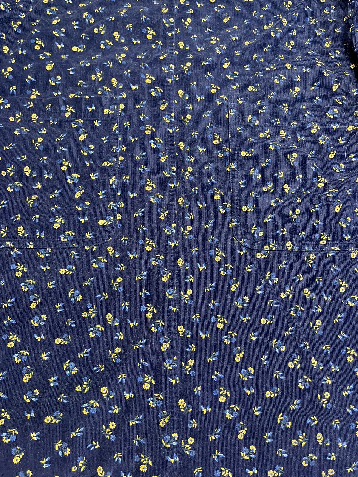 Fads Vintage 1980’s Blue Floral Corduroy Jumper Pina Fore Dress Midi Size 10P