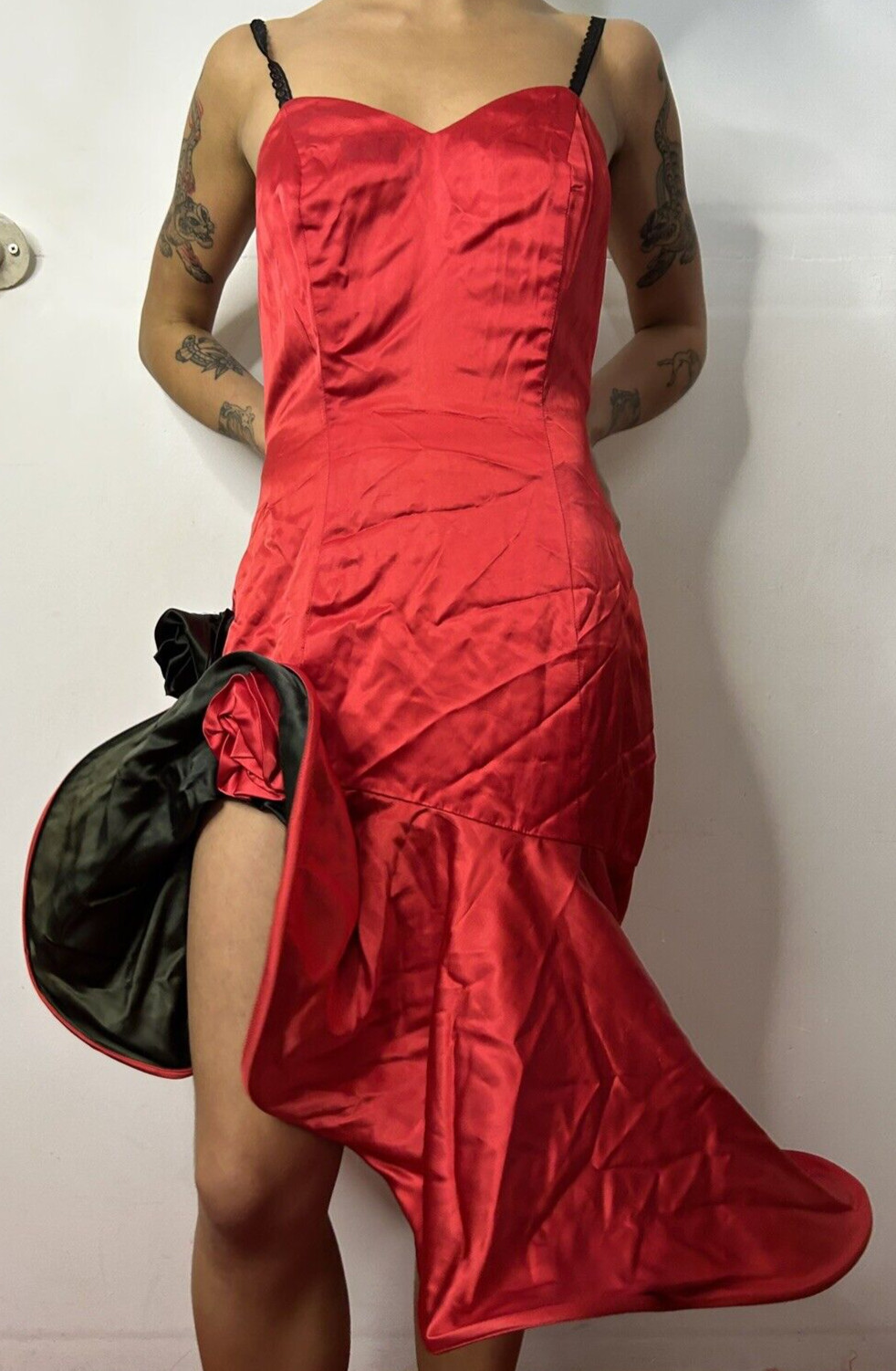 Vintage Australian 1980s MR K Red Prom Dress Hoop Wire Skirt Moulin Rouge AU 6