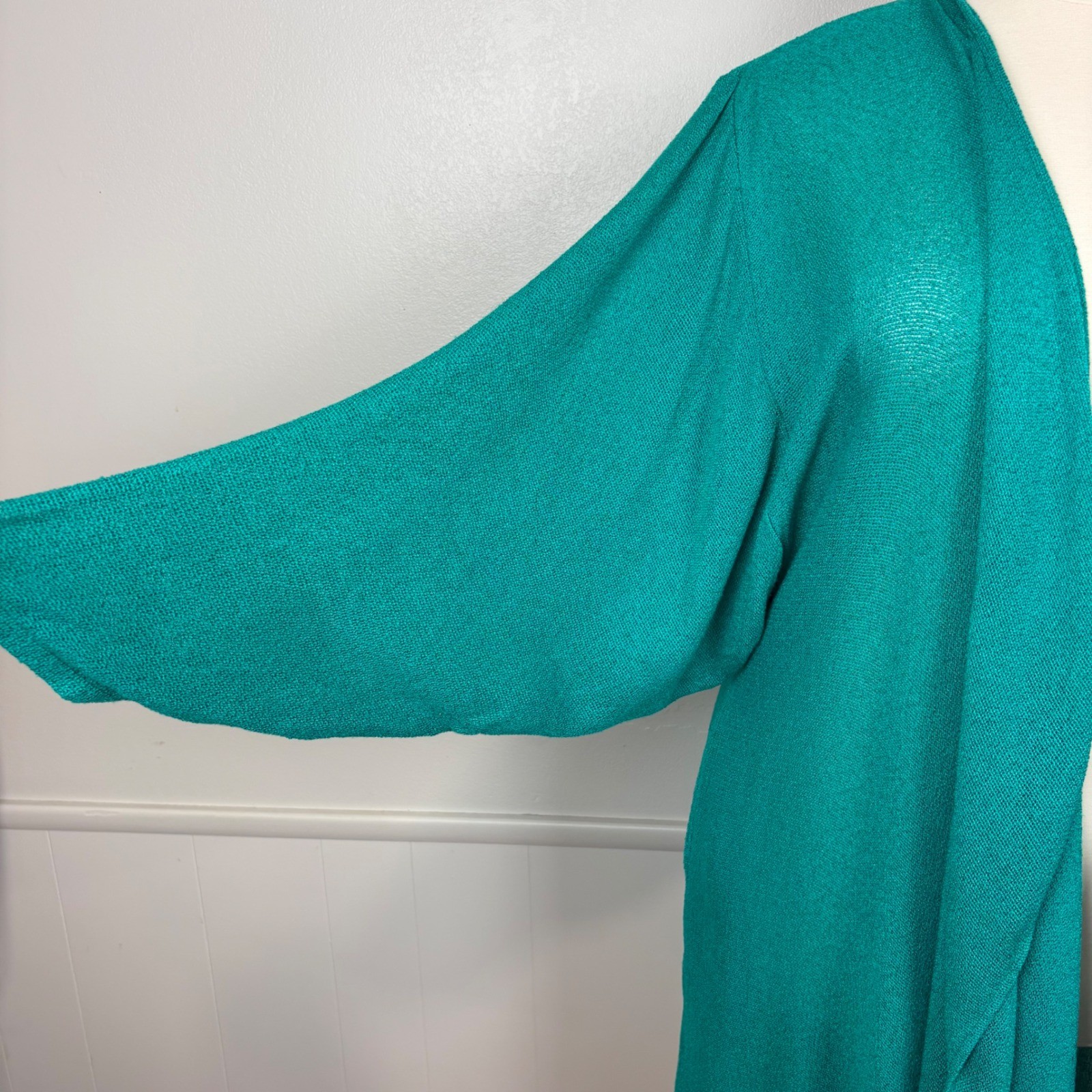 Spencer Alexis Vintage Kimono Inspired Topper Duster Teal Size 16 Dramatic 80s