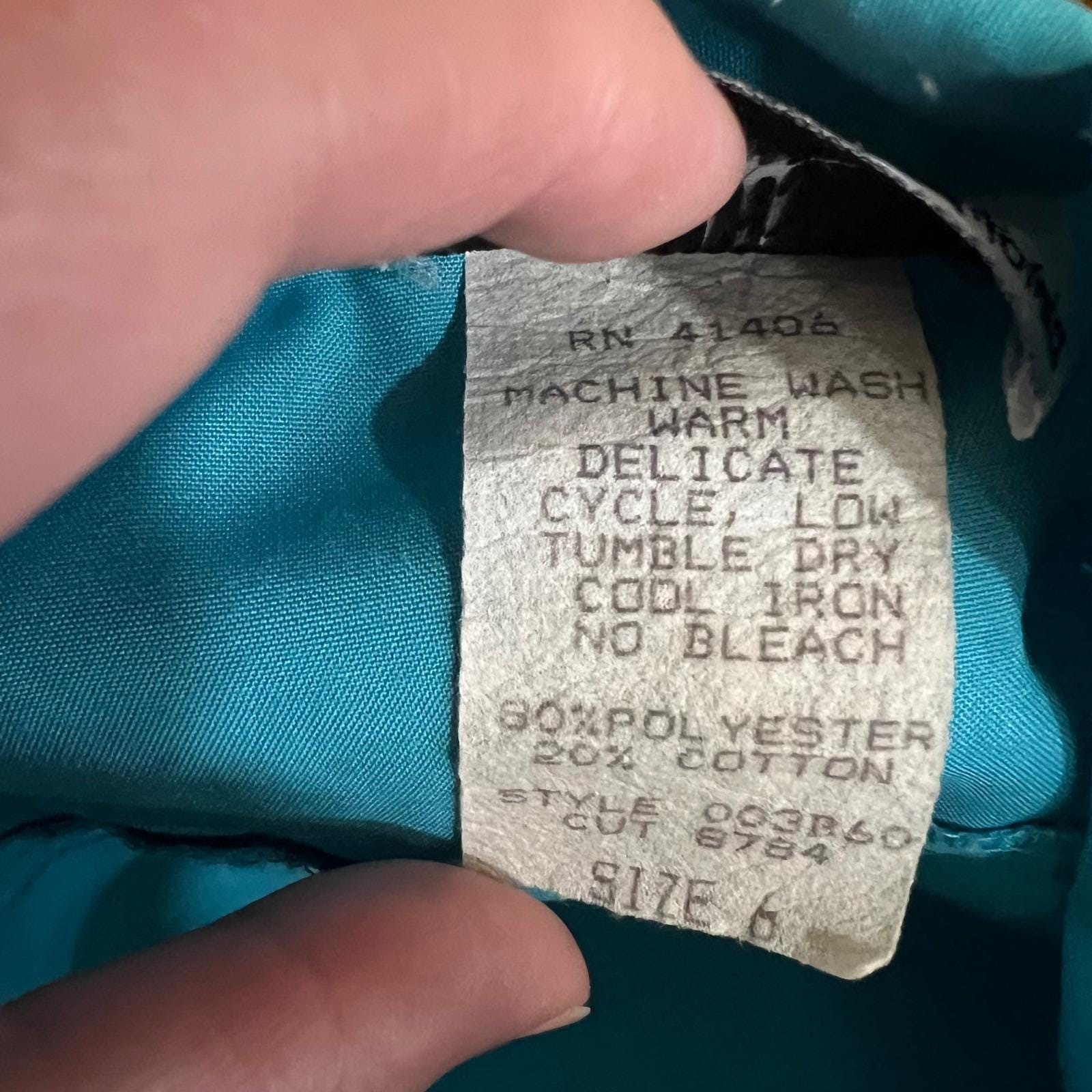 Vintage Teal Shirt Dress Belted Western Midi USA 80s Button Front Size 6