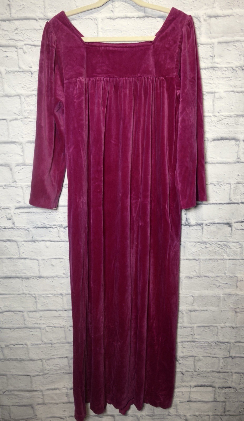 Vtg Appel Velvet Maxi Nightgown Fuchsia Med Regal Empire Romantic Cottage Boho