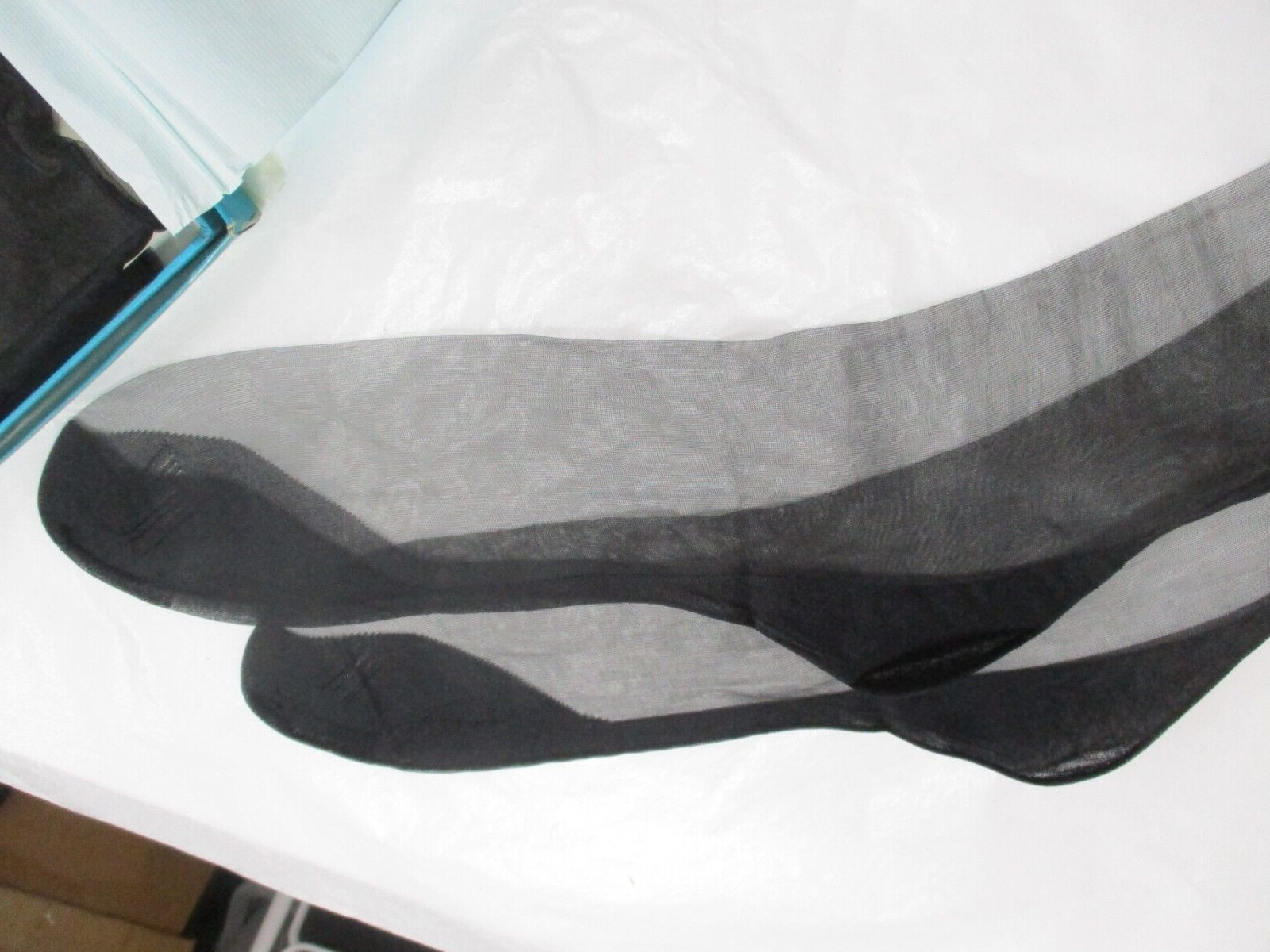 1PR VINTAGE VAN RAALTE SEAMED FULL FASHION NYLON STOCKINGS 10 1/2 LONG BLACK