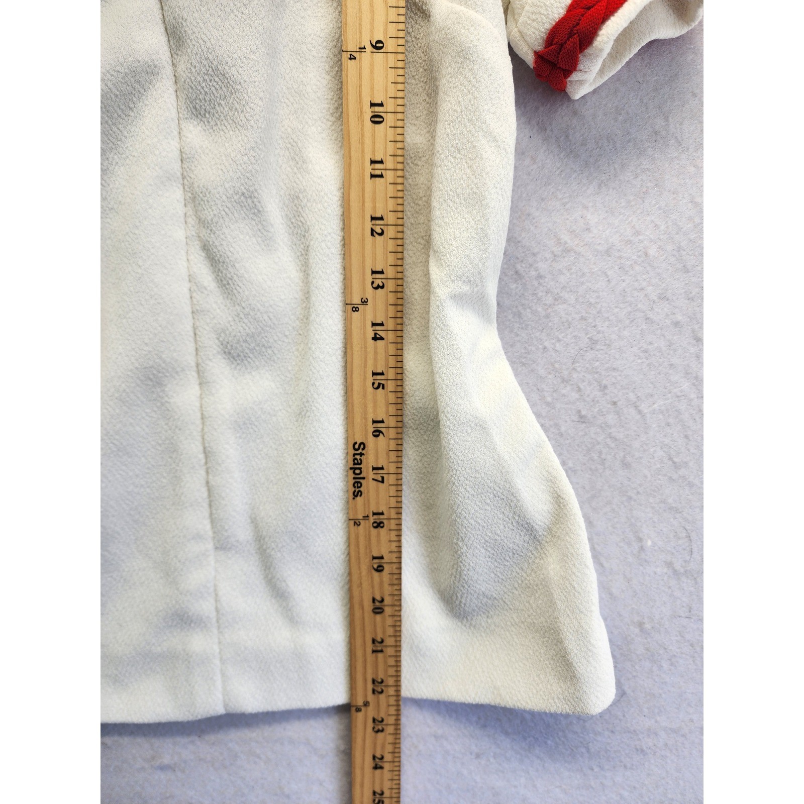 Vintage Sailor Collar Zip Up Puff Sleeve Blouse White Red Small Rockabilly Pinup