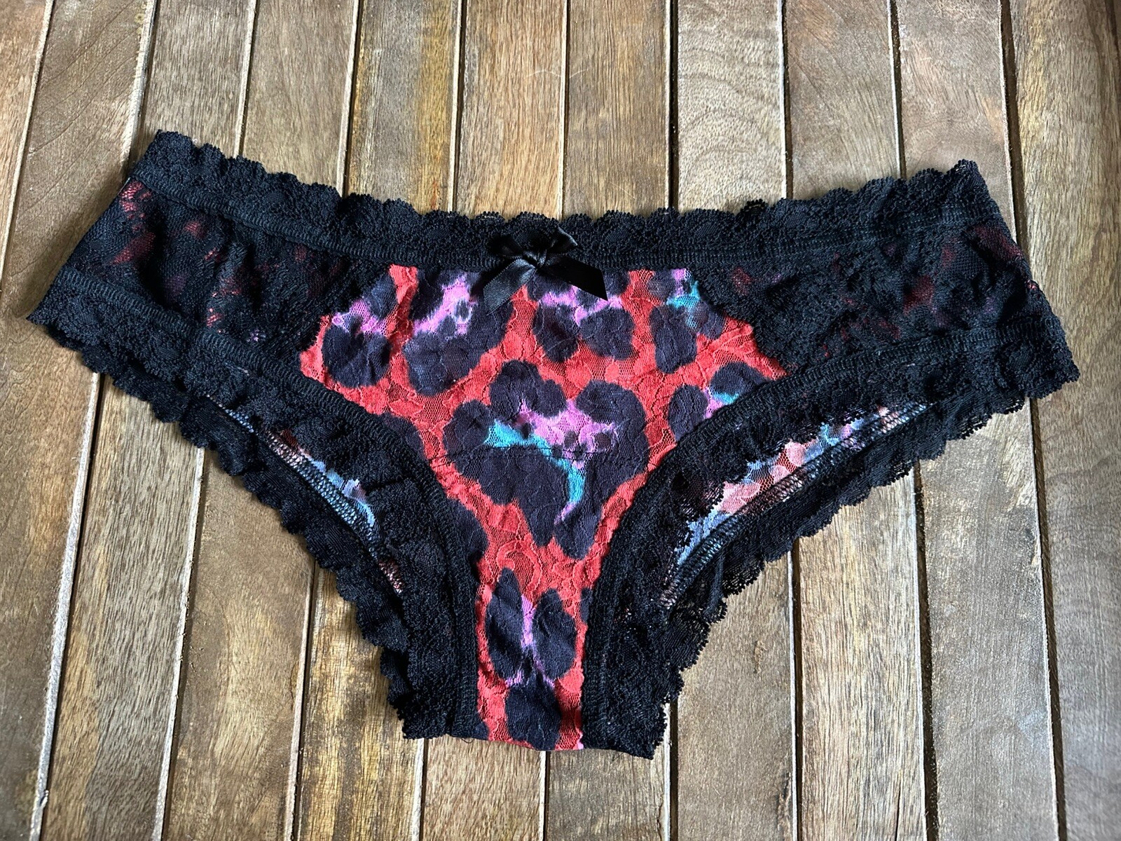 Vtg Hanky Panky M Black Lace Hipster Hiphugger Bikini Panties