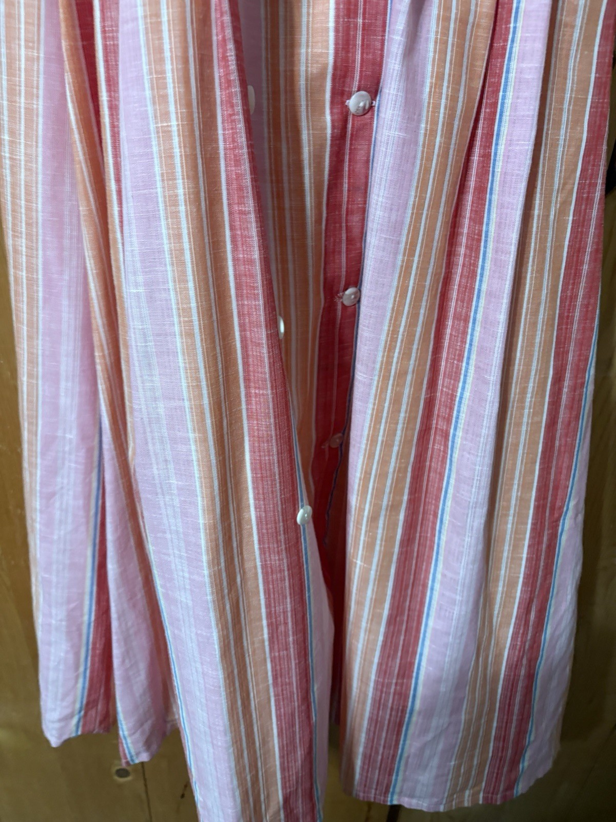 VTG Gianfranco Firenze Women’s Sz S Collared 50s Style Striped Maxi Dress Pink