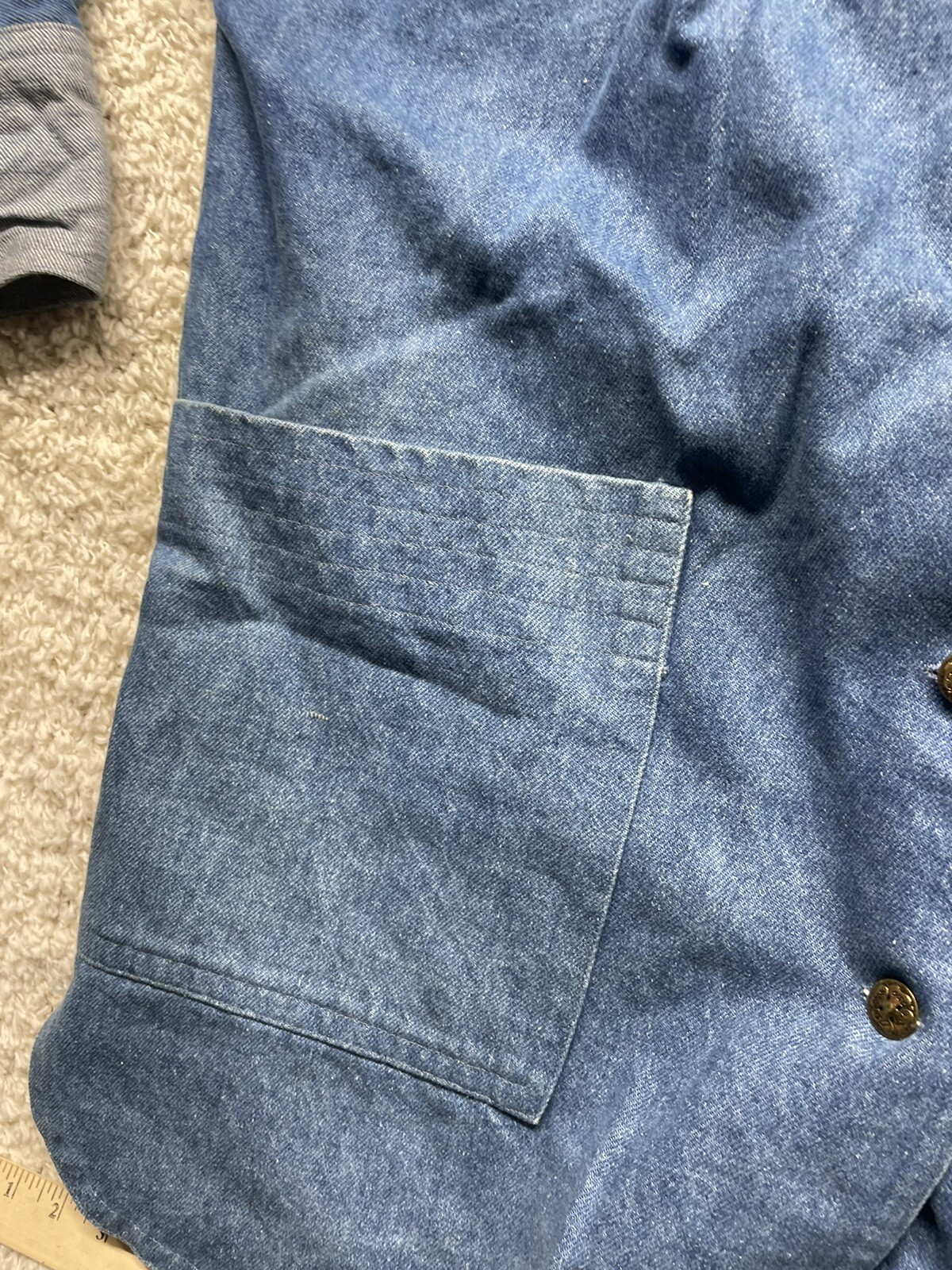 Vintage Hand Sewn Women’s Denim Chore Jacket Osh Kosh Buttons See Measurements