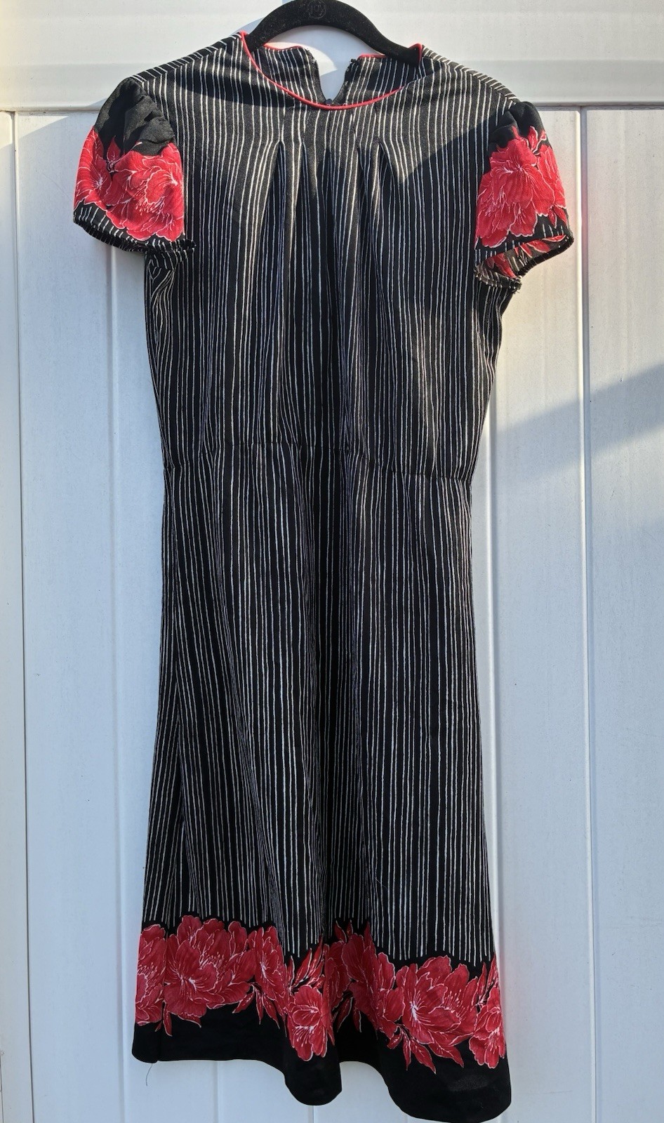Nancy Stevens Vintage Women’s Dress Red Black Floral 80s Retro Casual Sz S