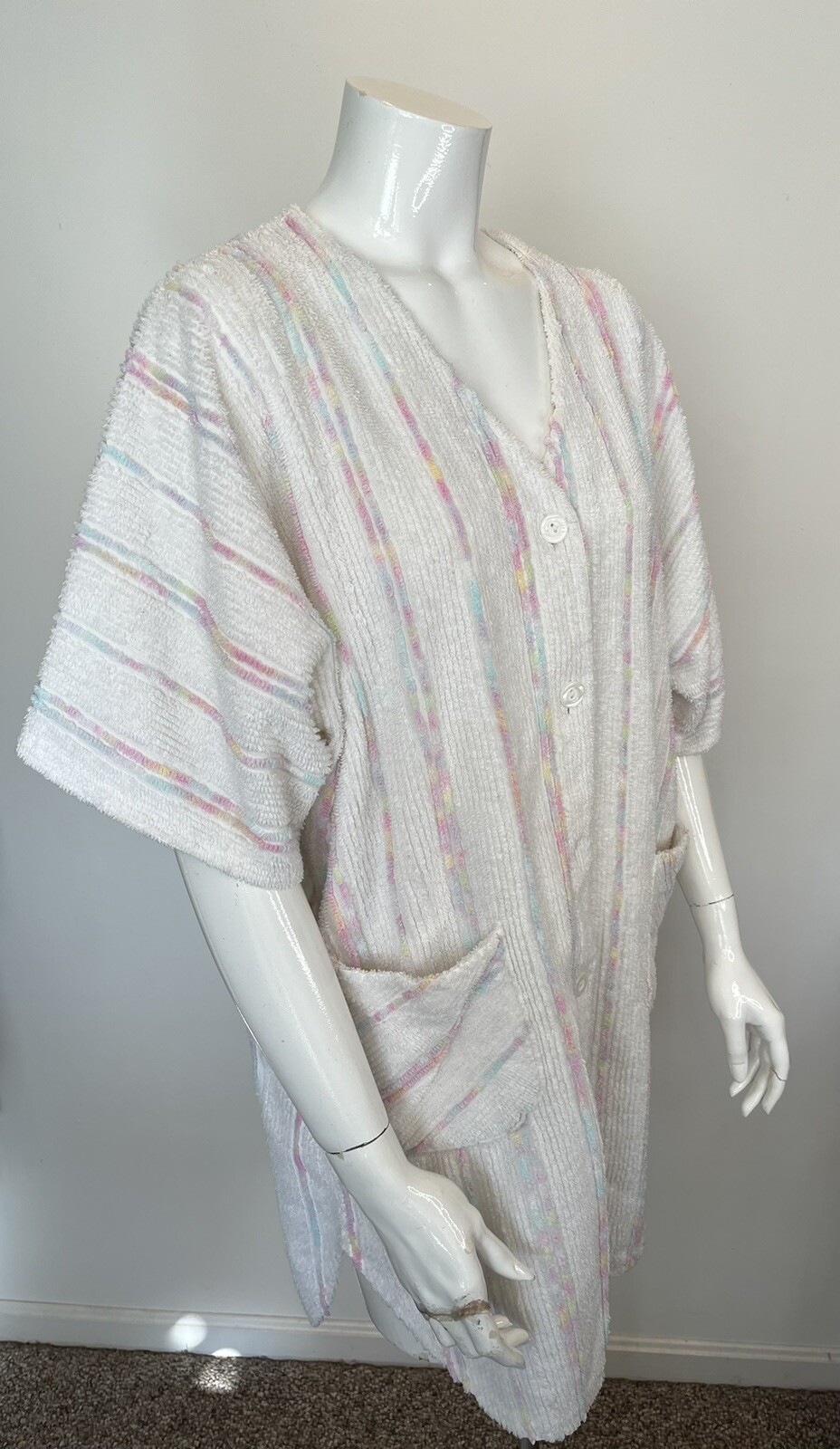 Vintage Terry Cloth Chenille Dress Beach Cover Up 60s Mod USA Made CrownTuft M