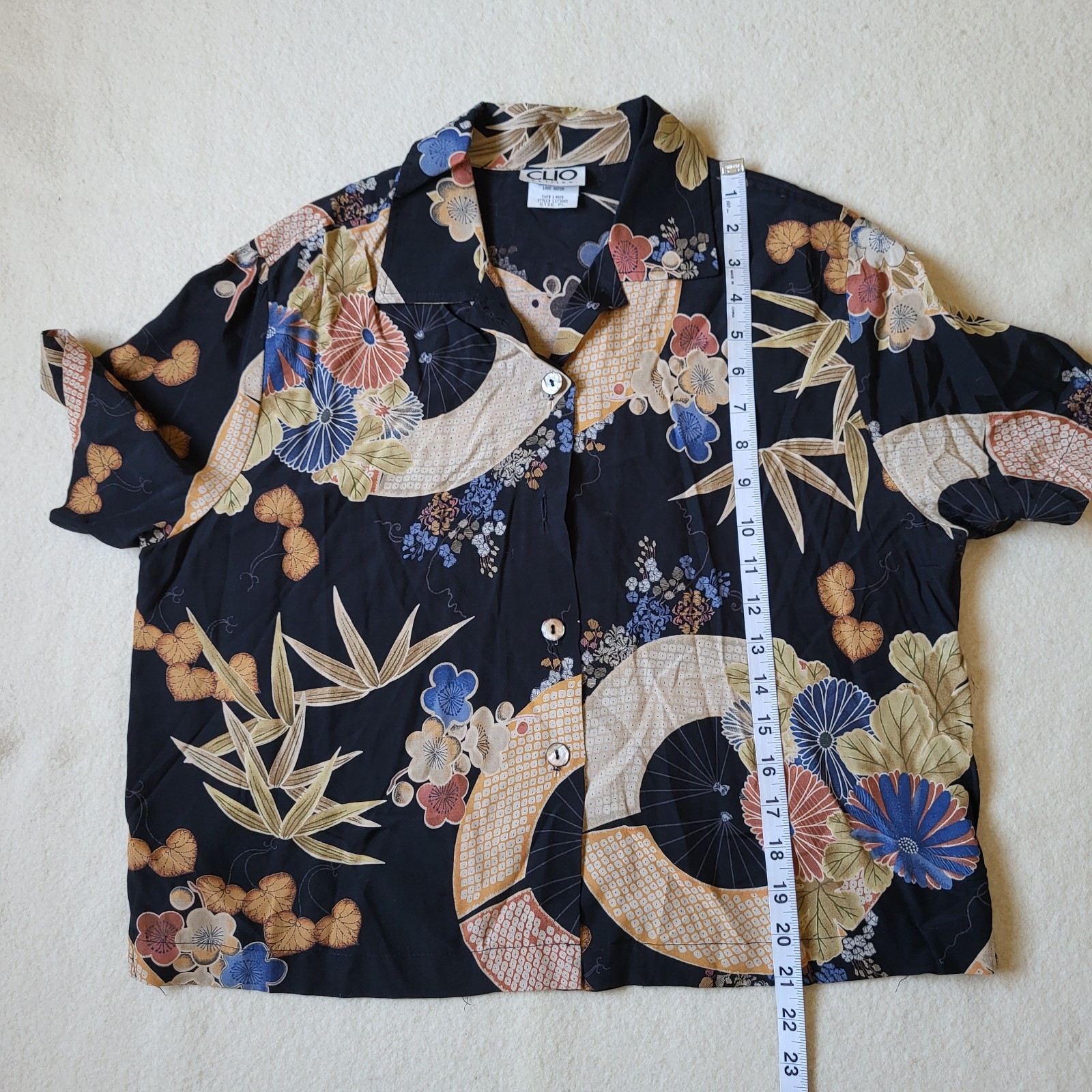 Vintage 90’s Tank Dress & Blouse Size PL Black Asian Print USA By Dressing Clio