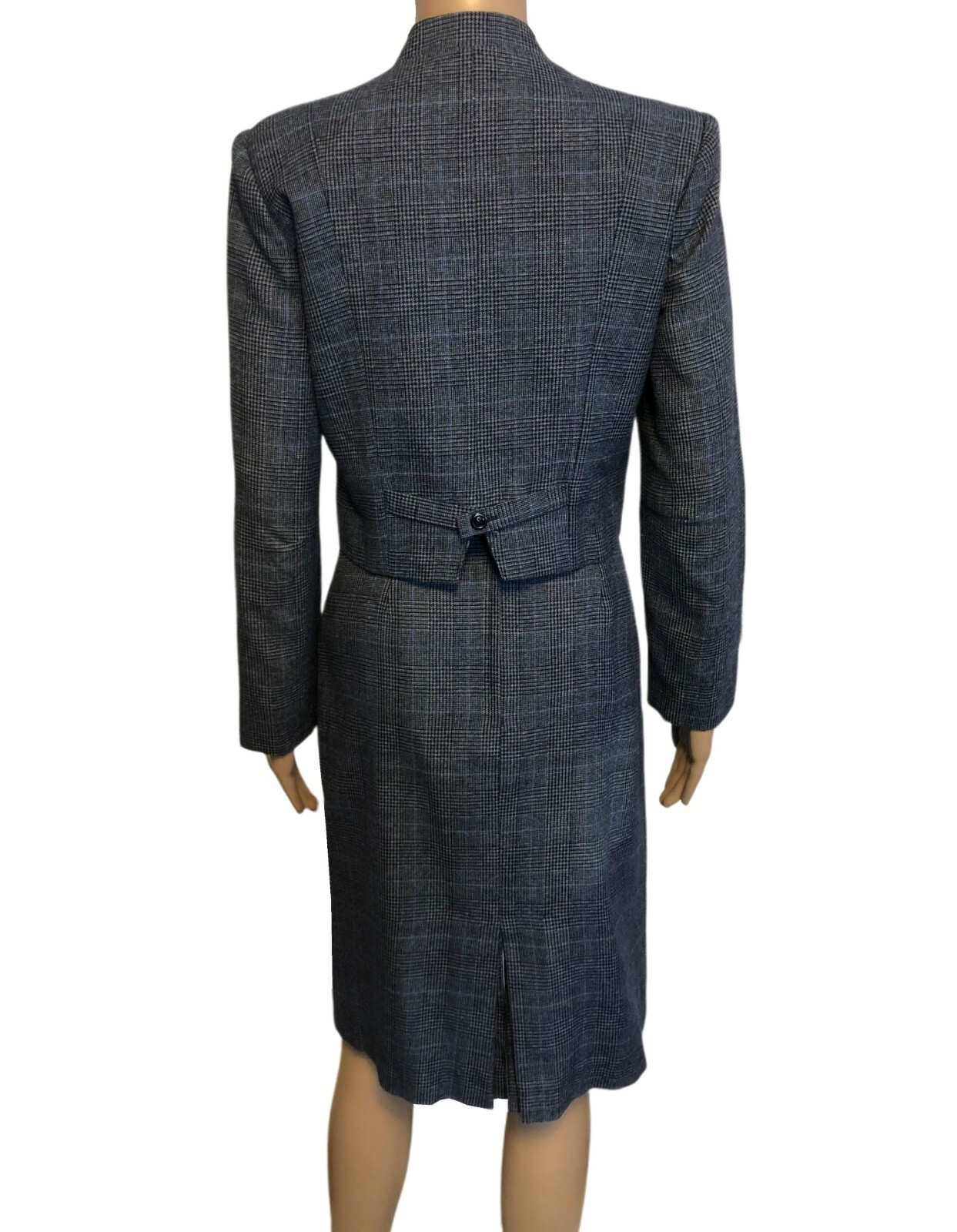 vtg CRISTINA’s Blue Plaid Skirt Suit Sz 6 Cropped Jacket Career 2-Piece EUC