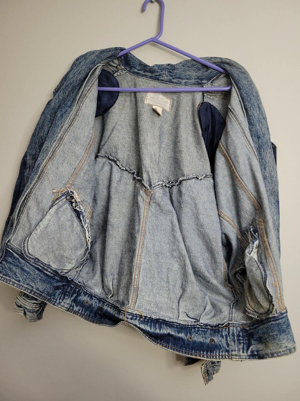Vintage Learsi Jean Jacket With Leather Fringe Women’s M cowhide